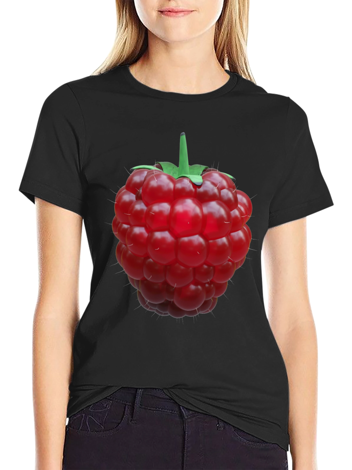 Raspberry Graphic Black T-Shirt