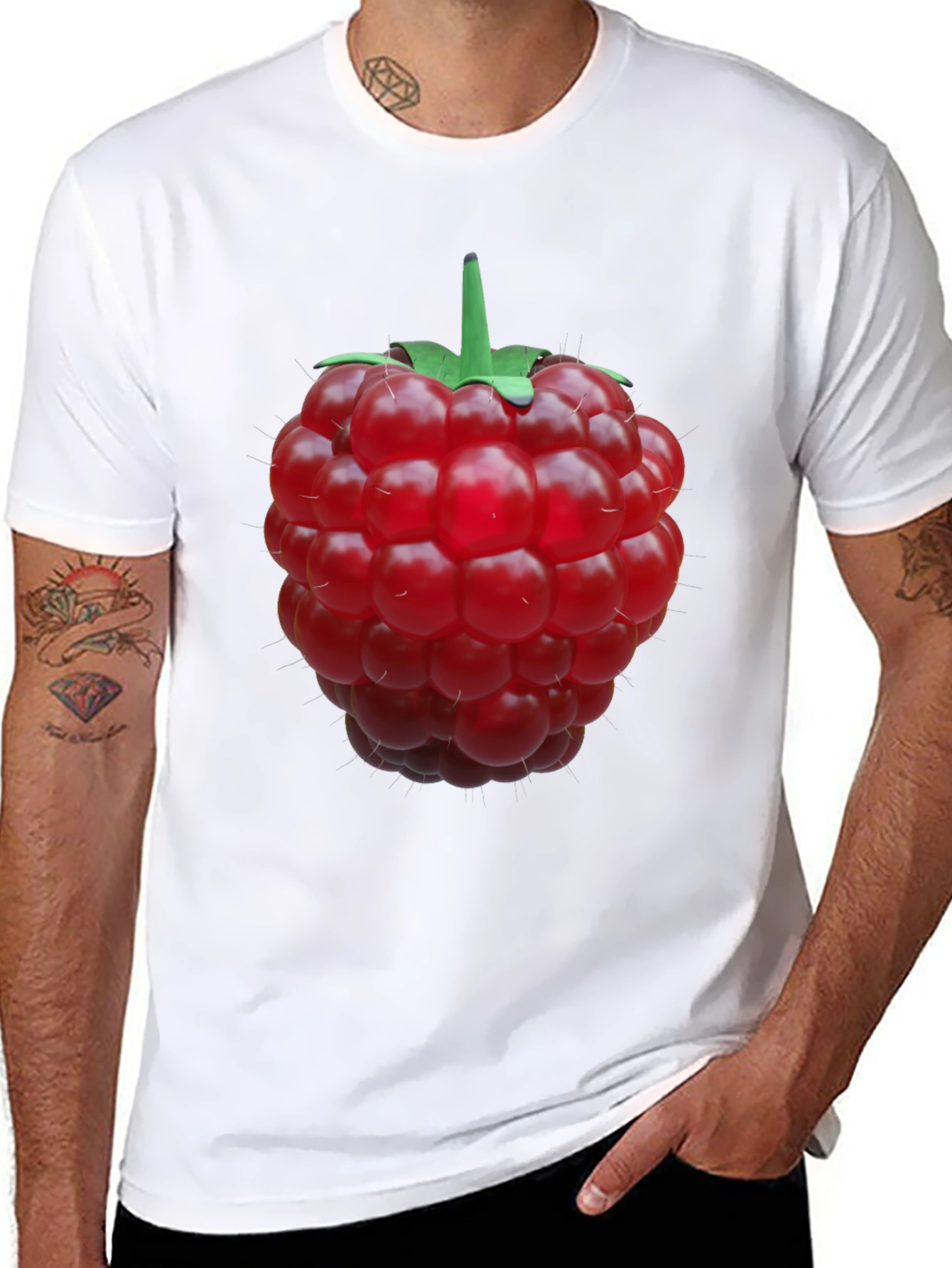 Raspberry Graphic Black T-Shirt