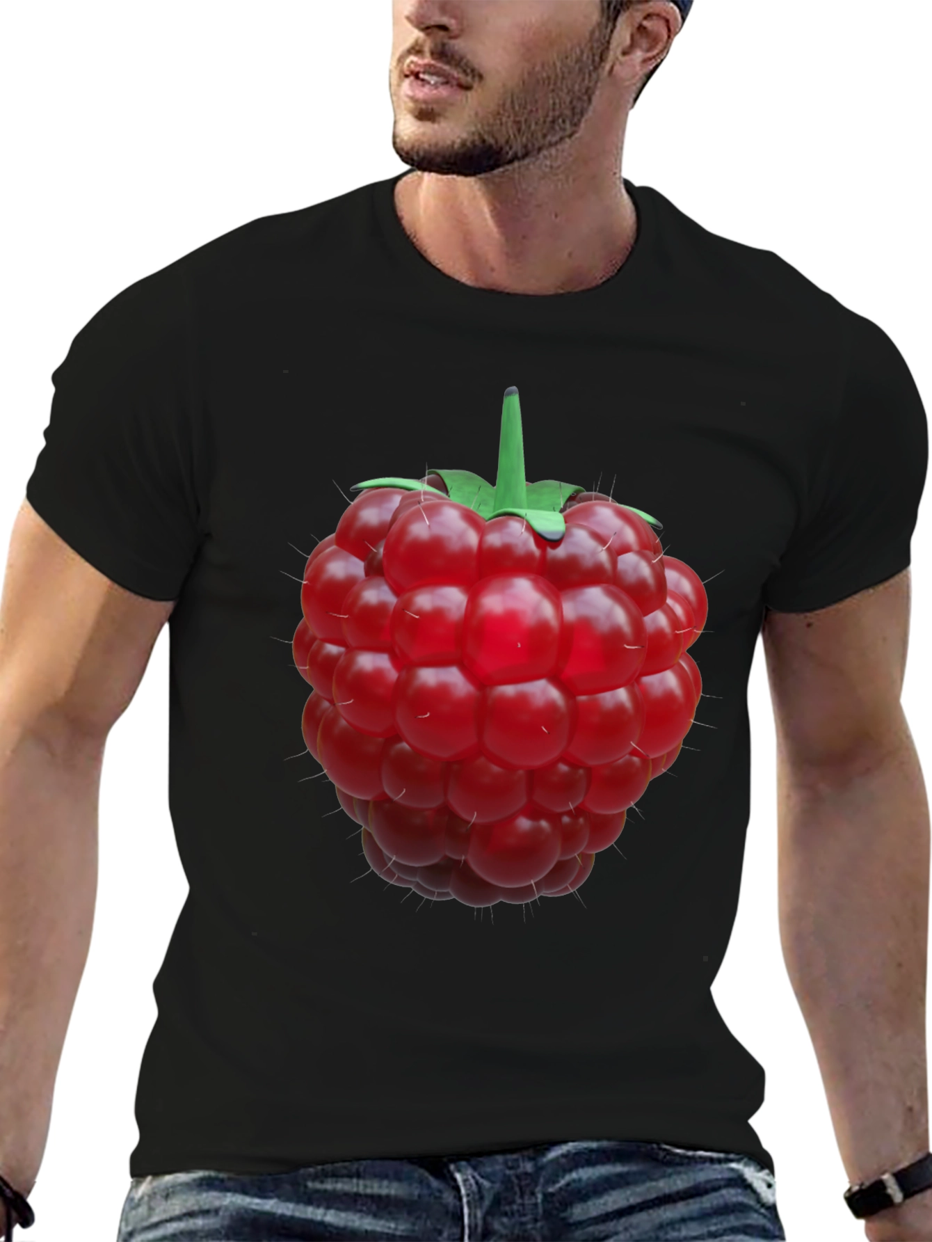 Raspberry Graphic Black T-Shirt