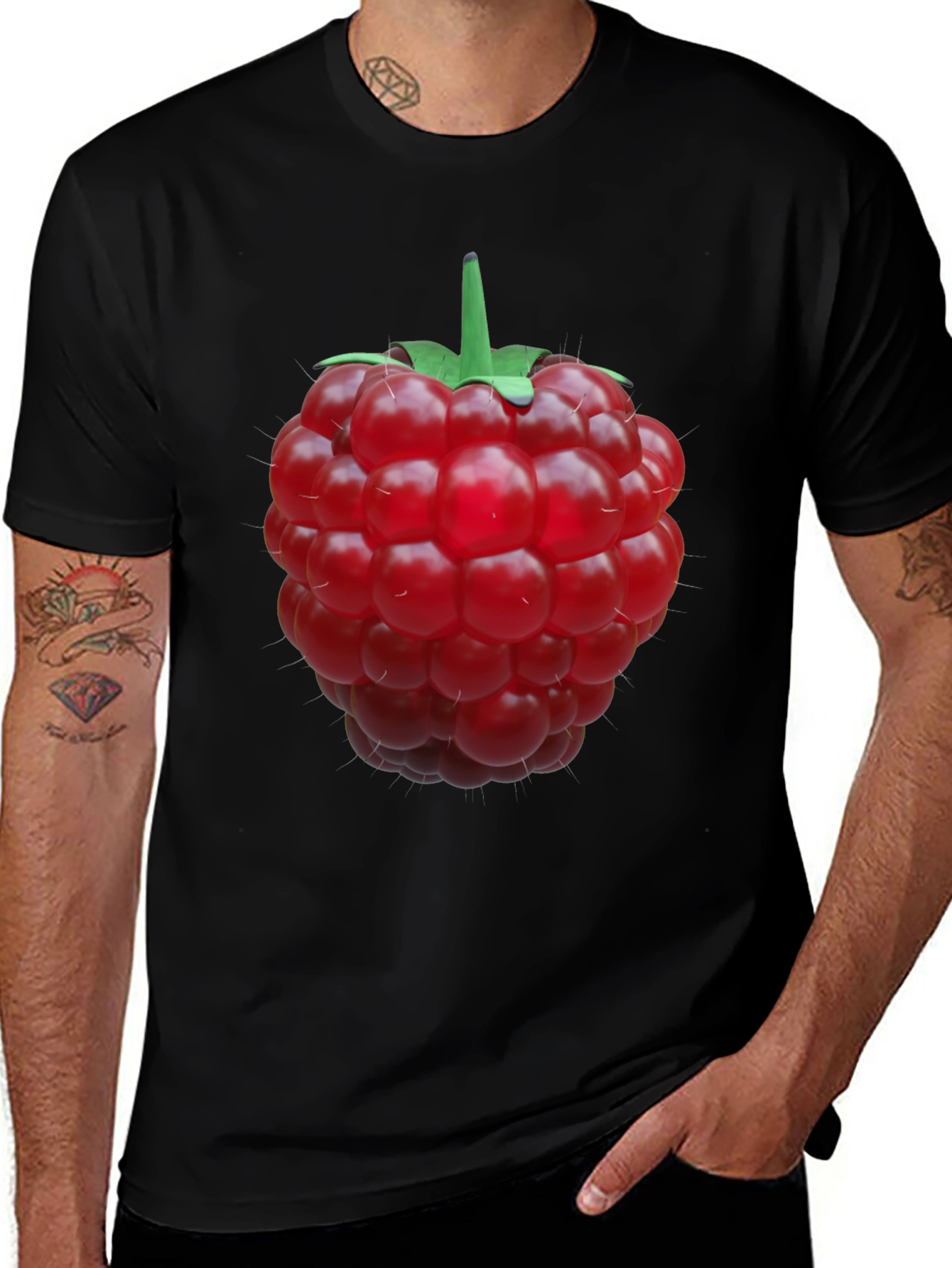 Raspberry Graphic Black T-Shirt