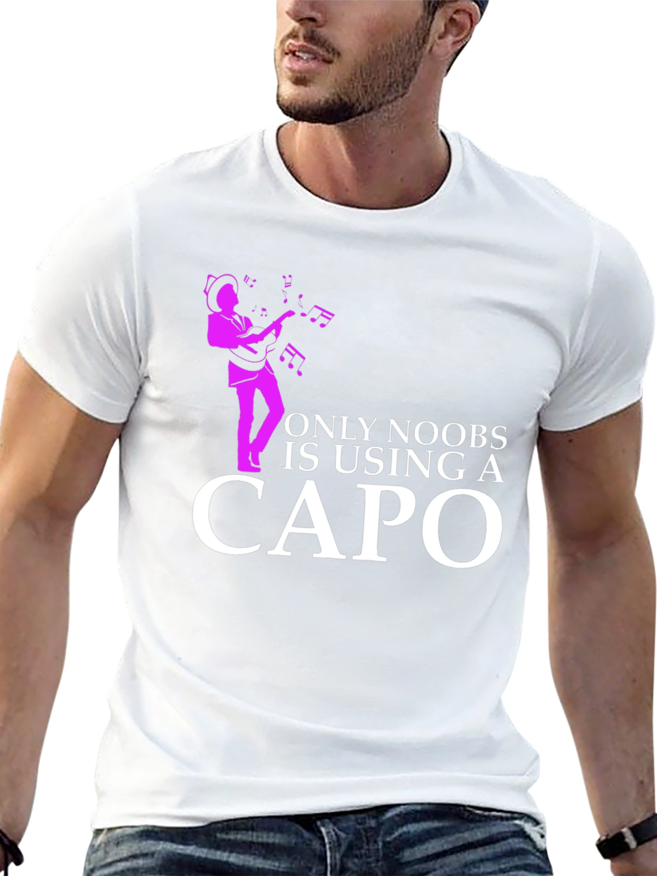 Funny Musician T-Shirt - Only Noobs Use A Capo