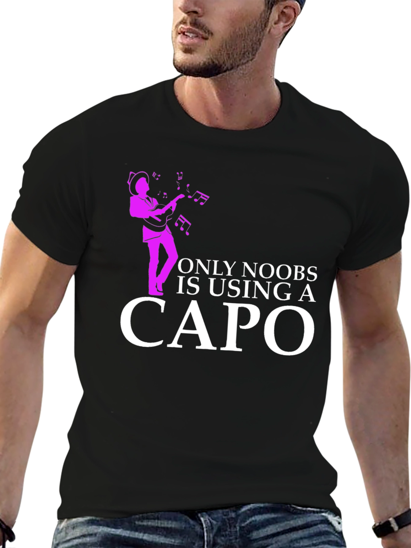 Funny Musician T-Shirt - Only Noobs Use A Capo