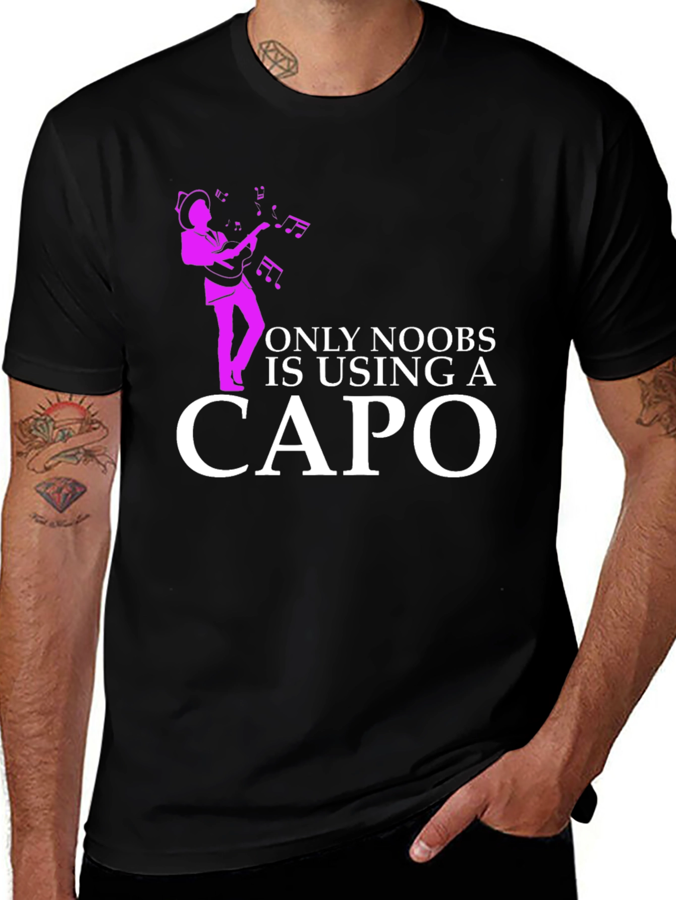 Funny Musician T-Shirt - Only Noobs Use A Capo