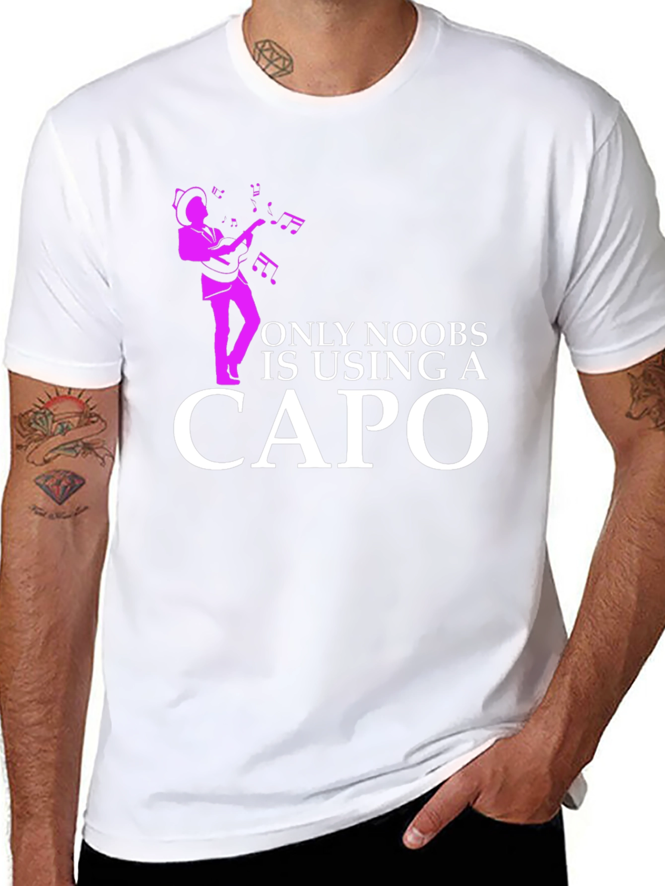 Funny Musician T-Shirt - Only Noobs Use A Capo
