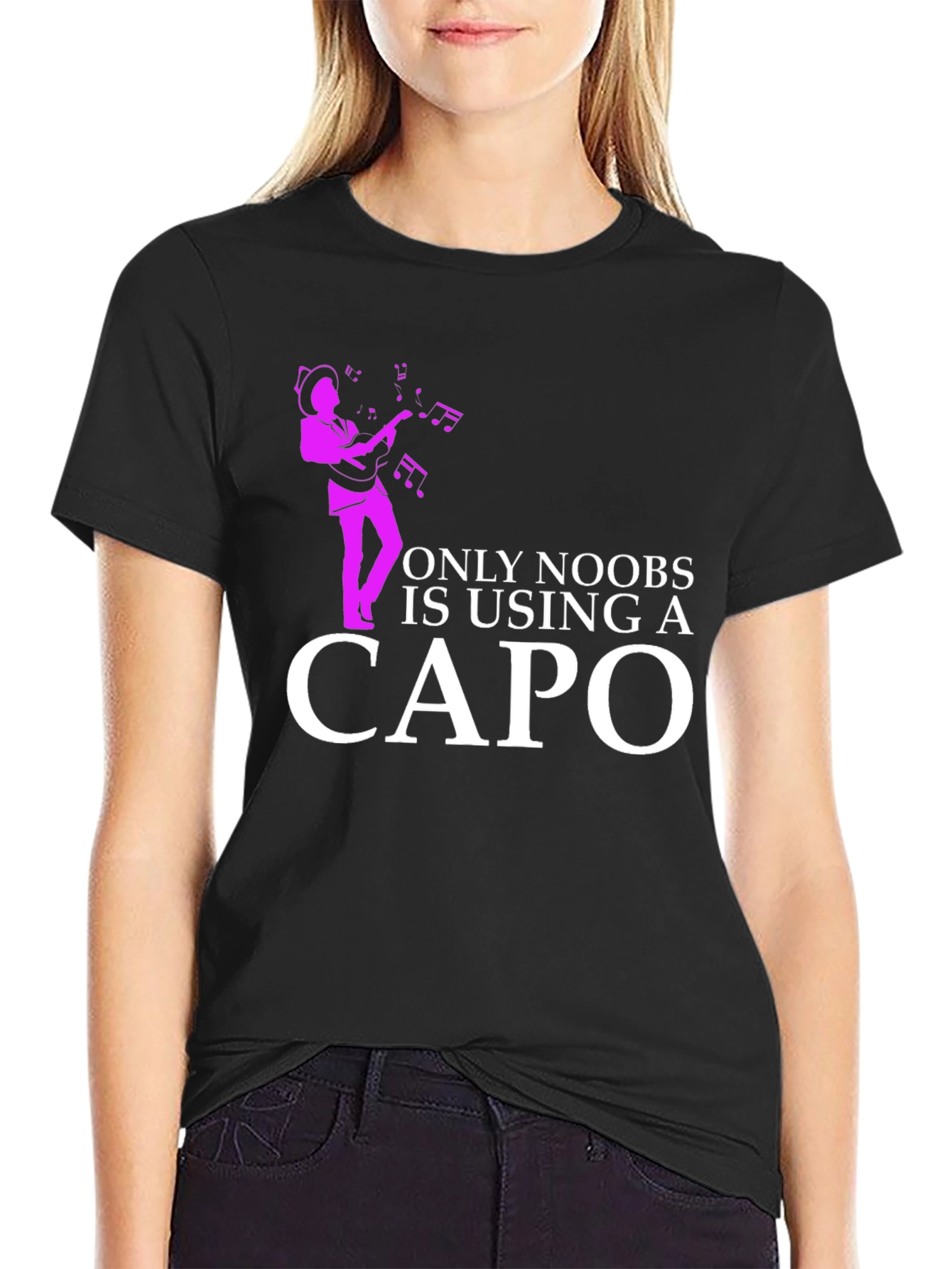 Funny Musician T-Shirt - Only Noobs Use A Capo