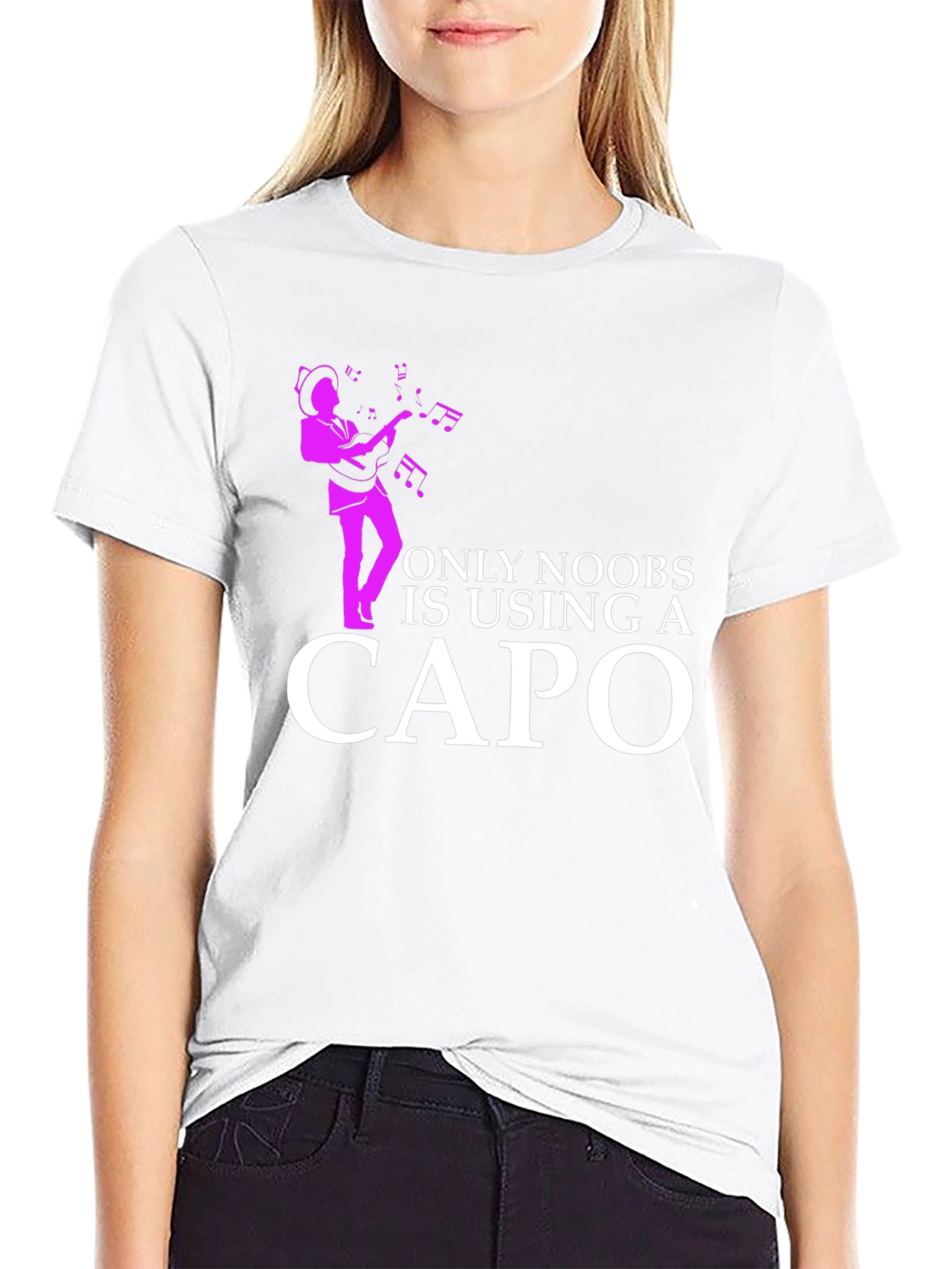 Funny Musician T-Shirt - Only Noobs Use A Capo