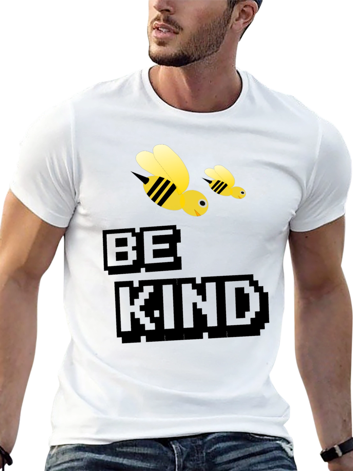 Be Kind Bee Graphic Tee - Black Cotton T-Shirt