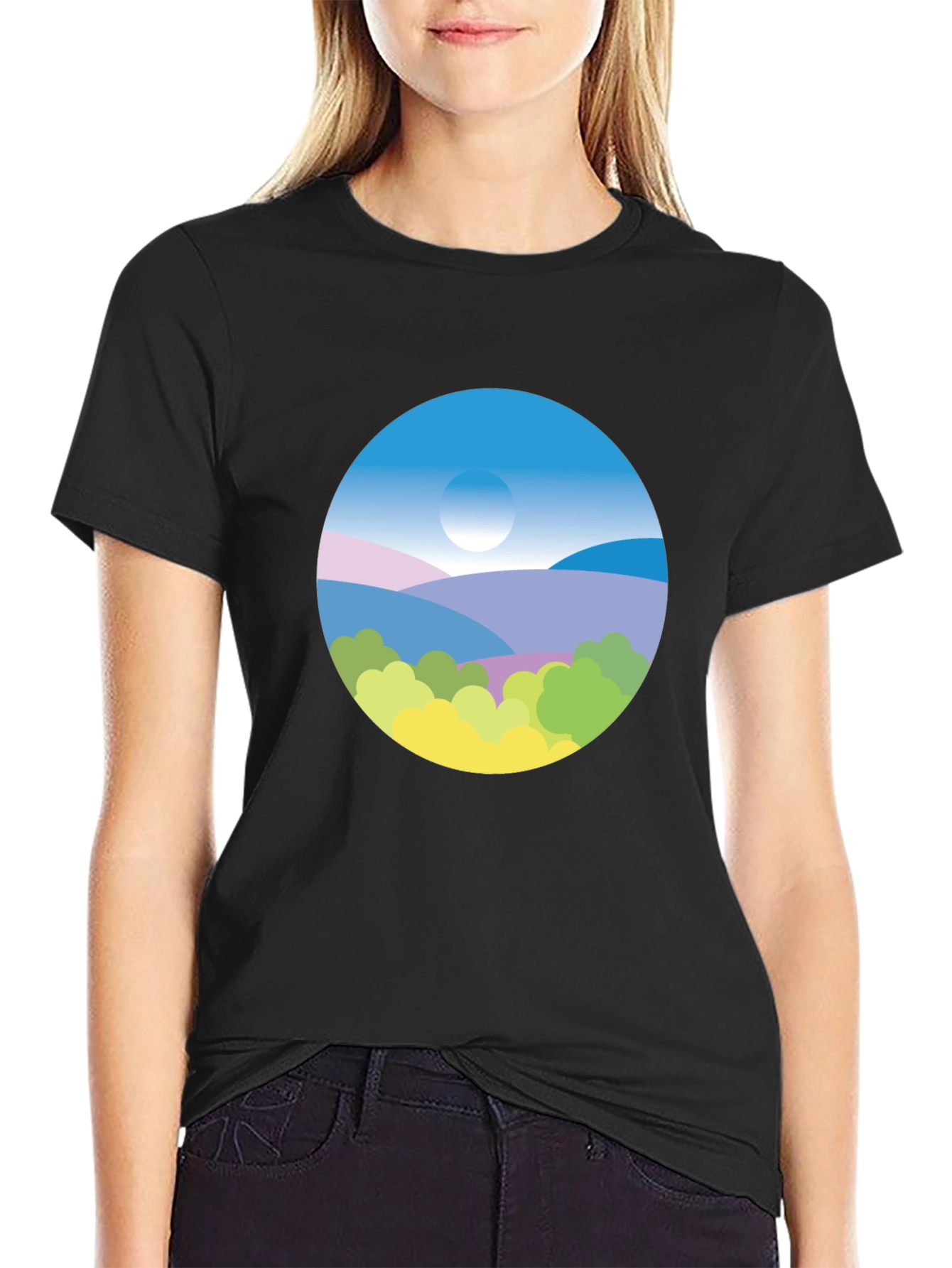 Nature Scene Graphic Tee - Black
