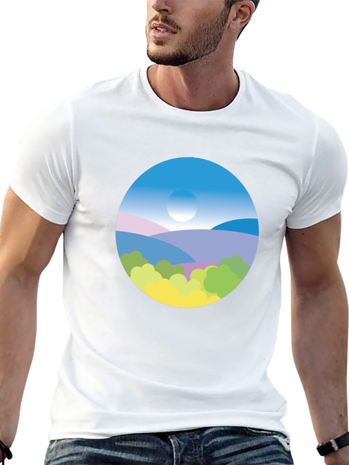 Nature Scene Graphic Tee - Black