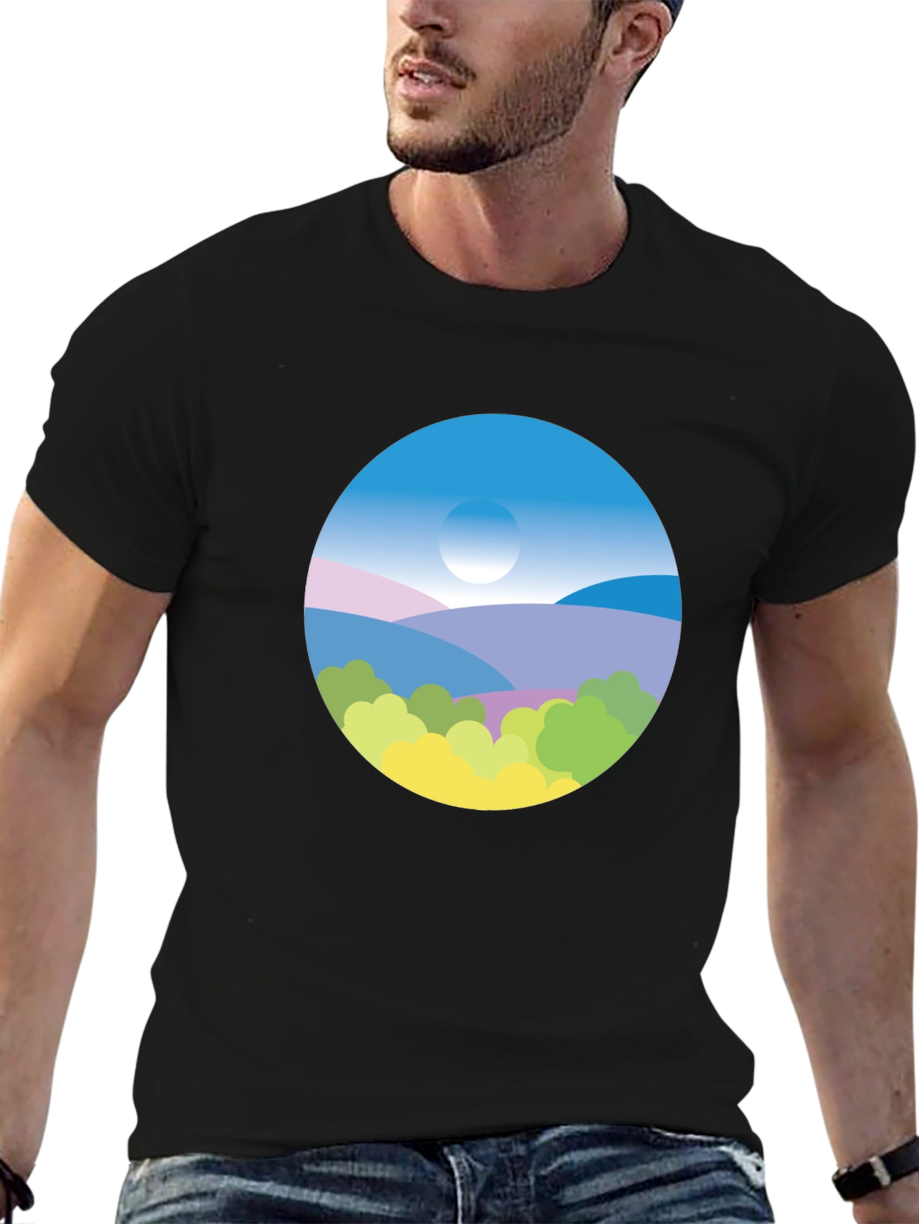 Nature Scene Graphic Tee - Black