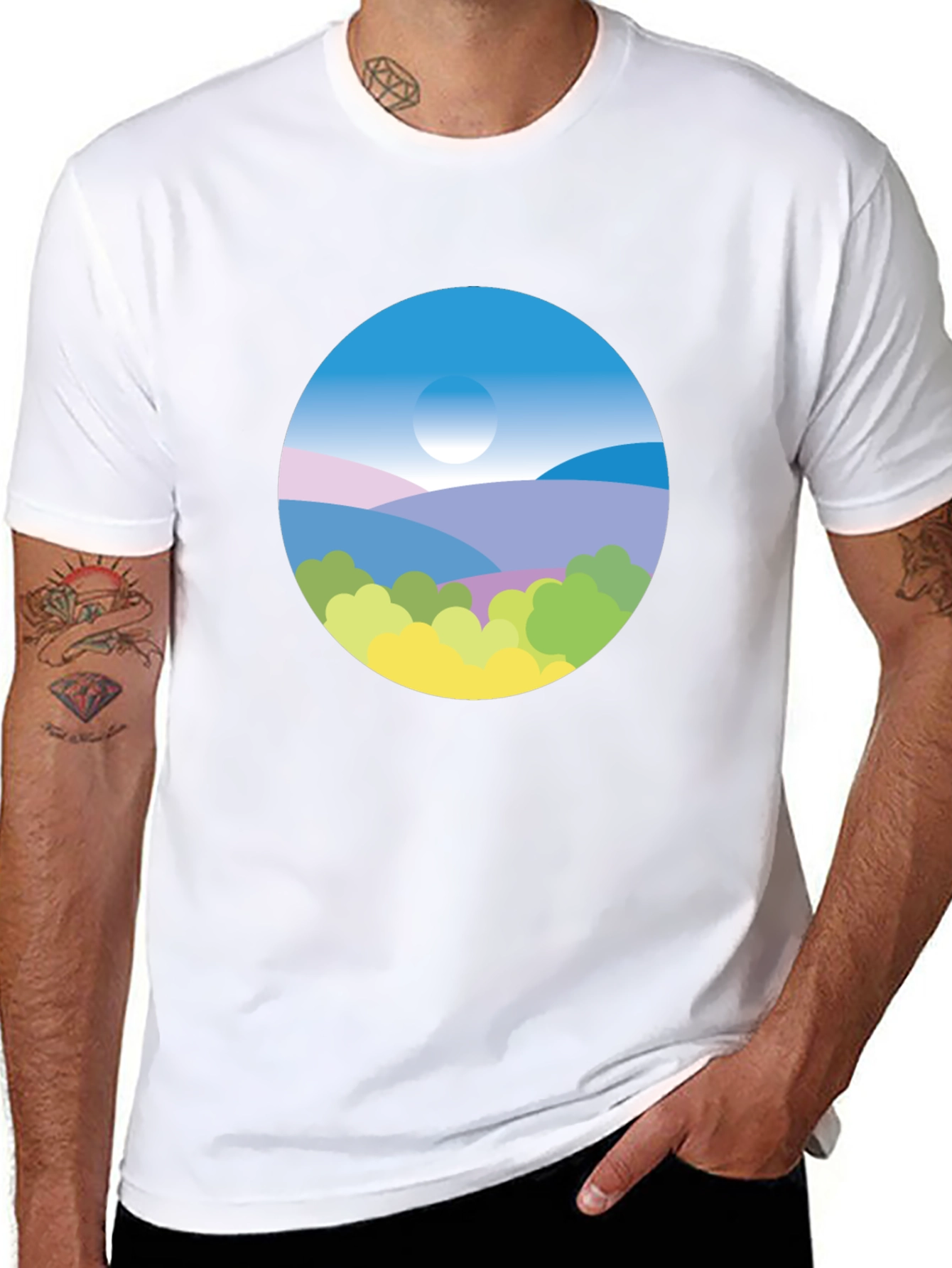Nature Scene Graphic Tee - Black