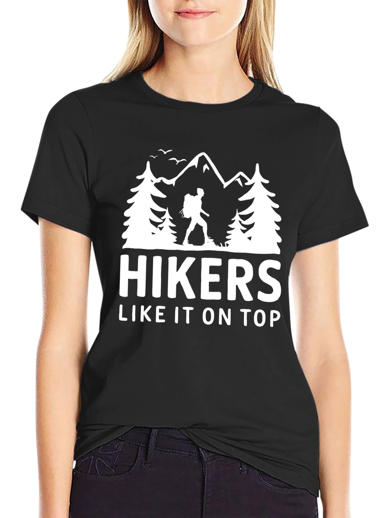 Hikers Like It On Top Black Graphic Tee