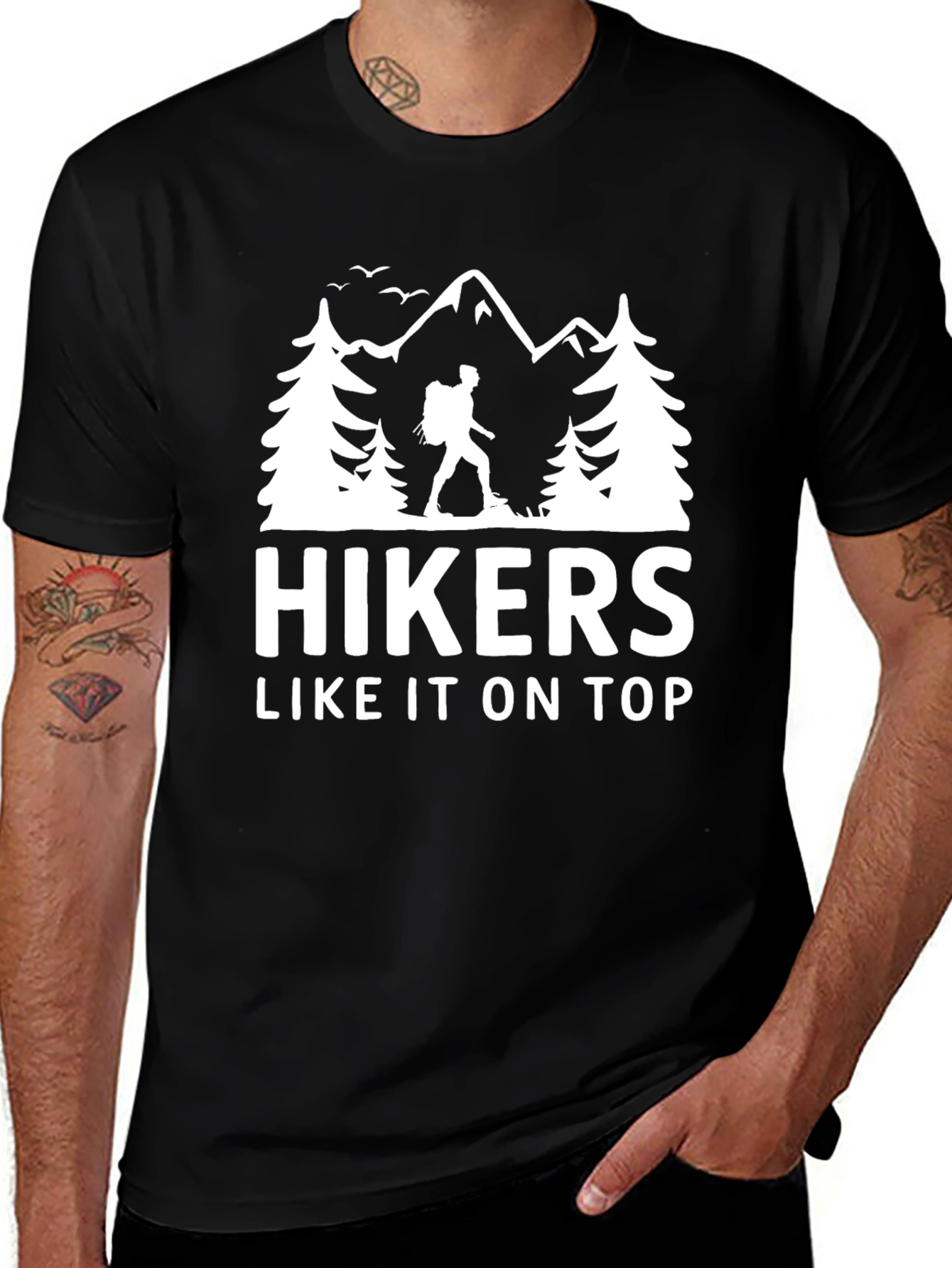Hikers Like It On Top Black Graphic Tee