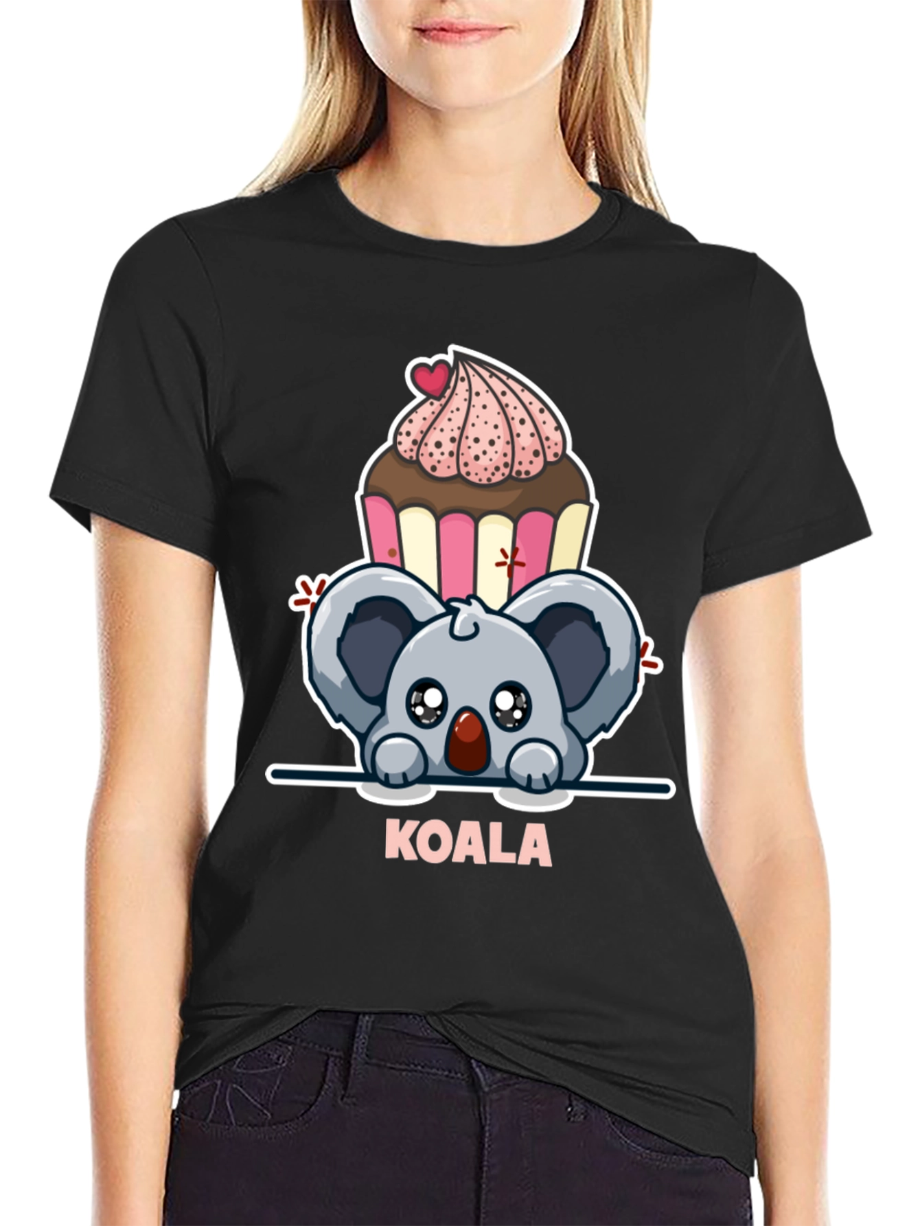 Koala & Cupcake Graphic Tee - Sweet Kawaii Style
