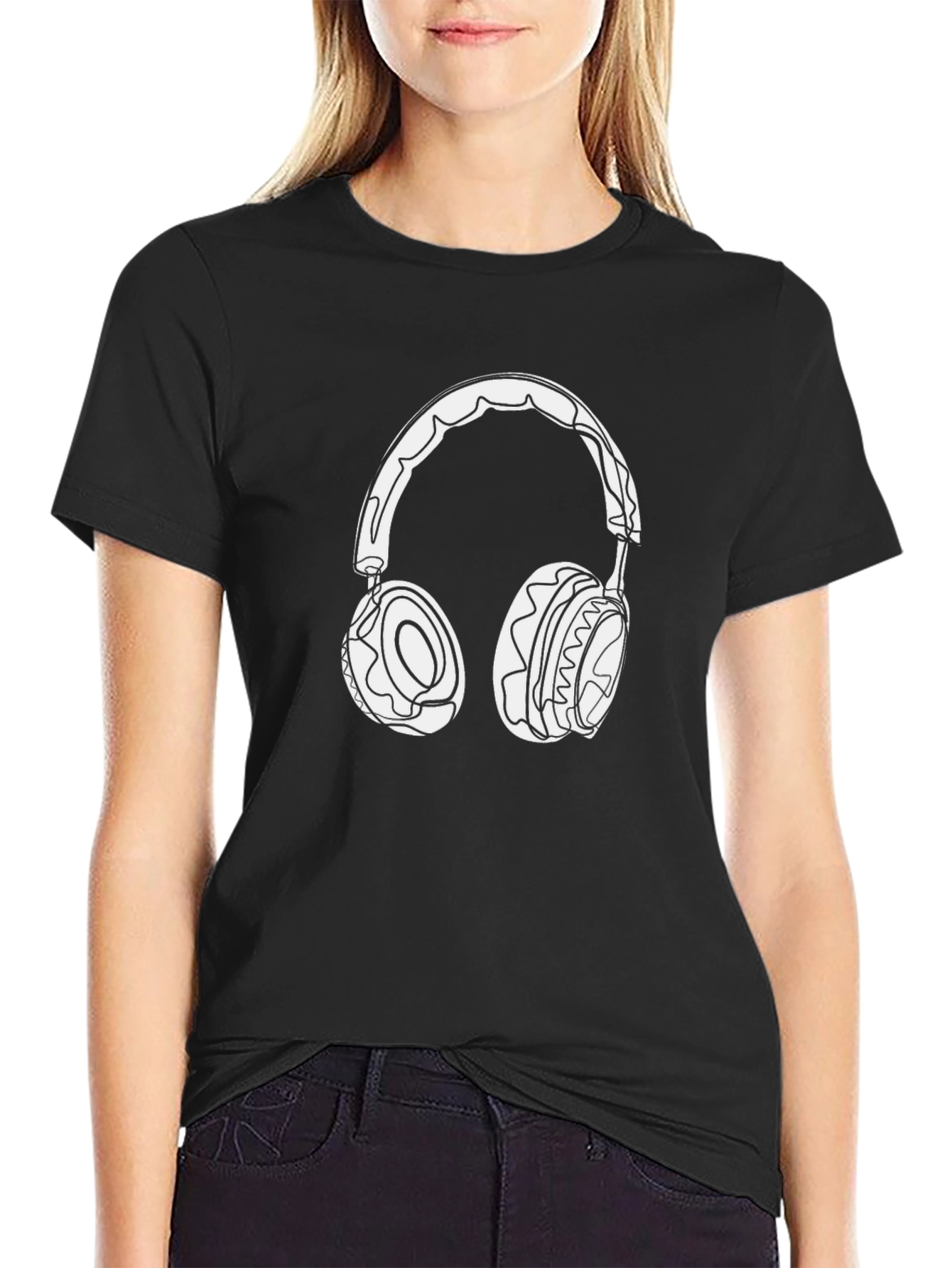 Headphones Graphic Black T-Shirt