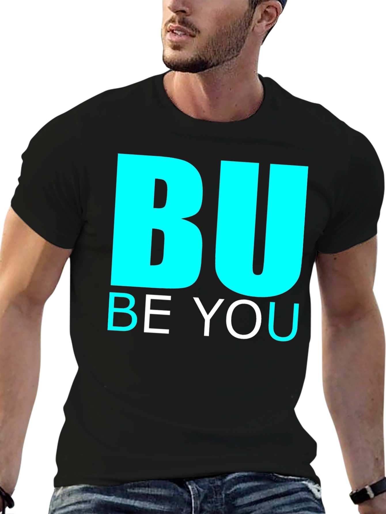 BU Be You Graphic Print Black Tee