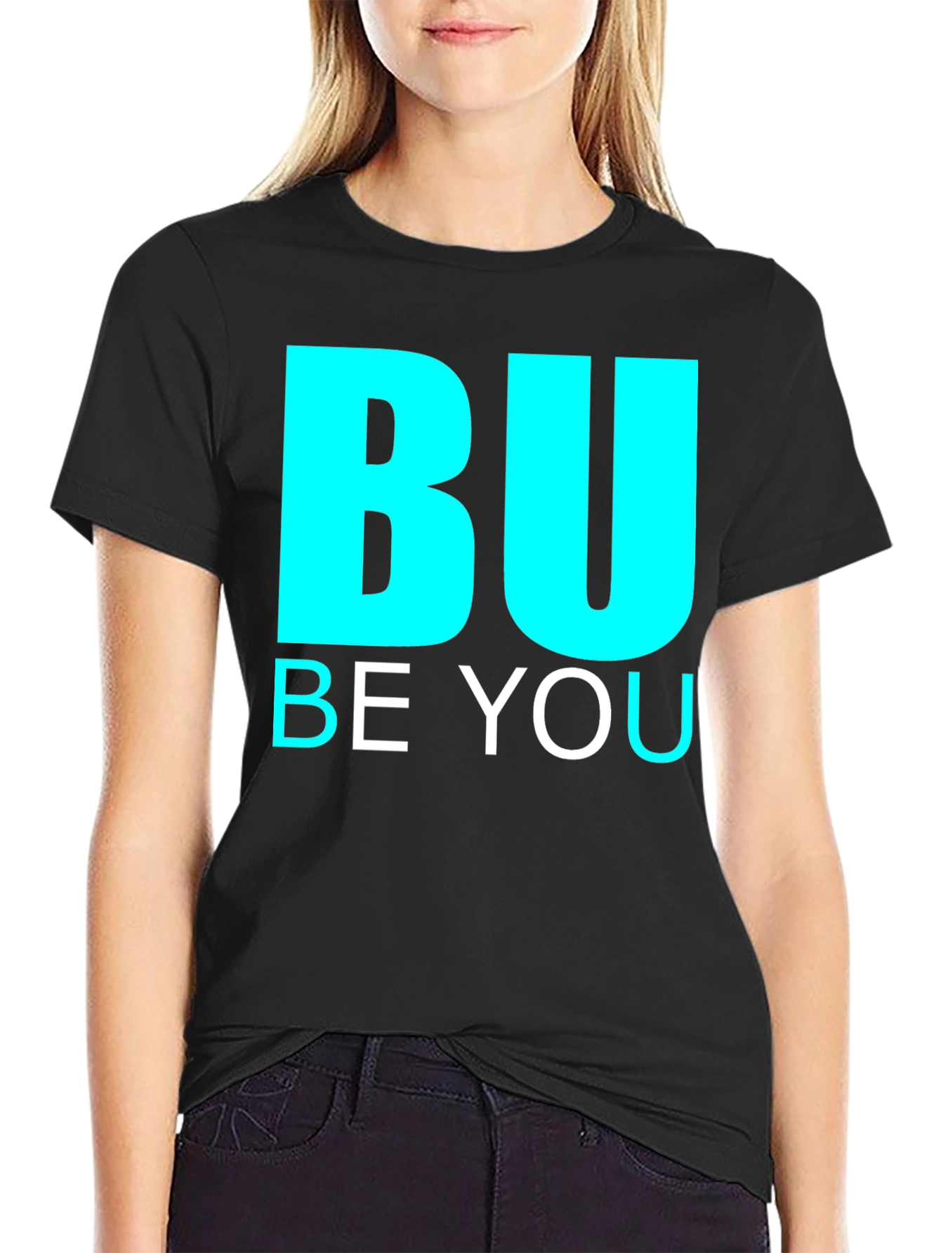 BU Be You Graphic Print Black Tee