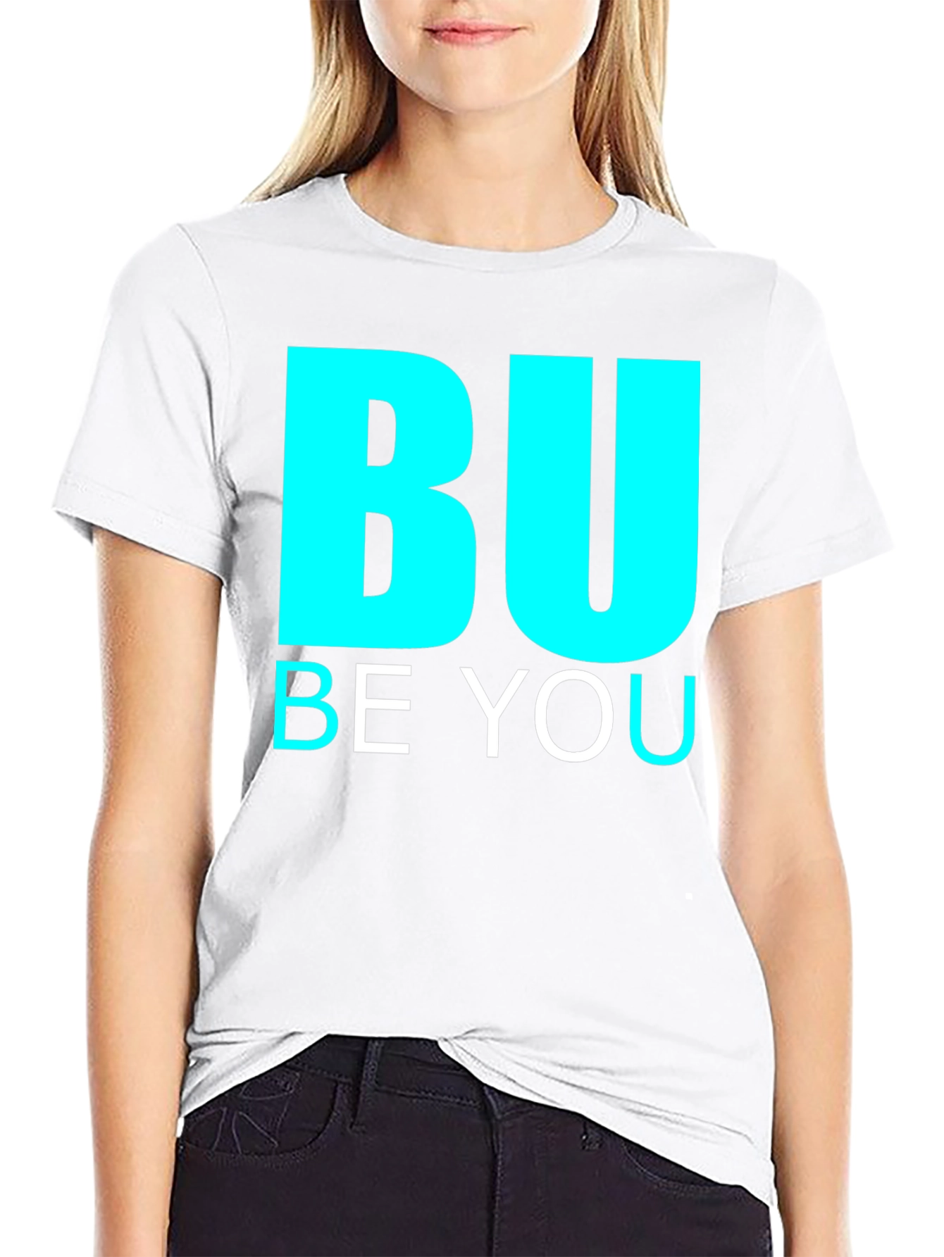 BU Be You Graphic Print Black Tee