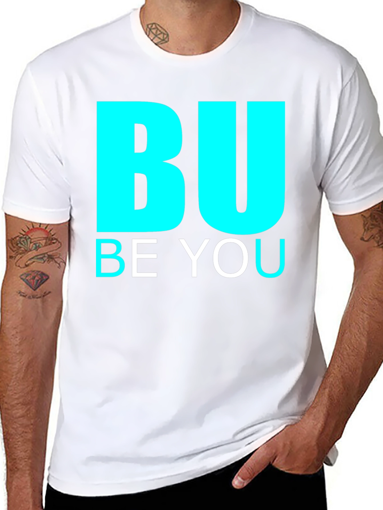 BU Be You Graphic Print Black Tee