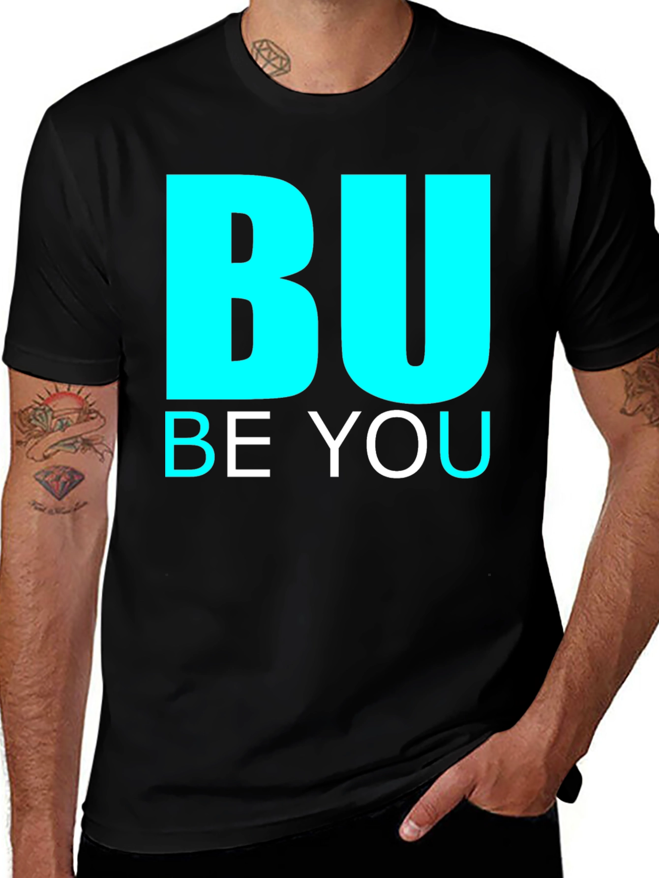 BU Be You Graphic Print Black Tee