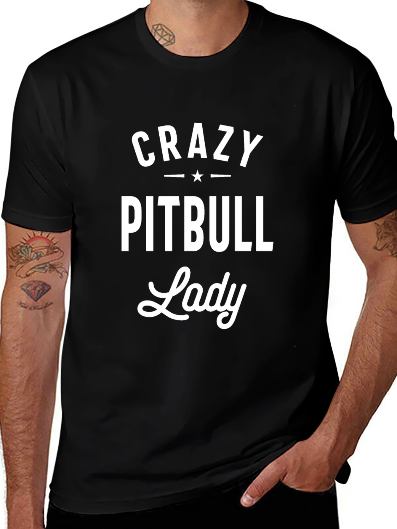 Crazy Pitbull Lady Black T-Shirt