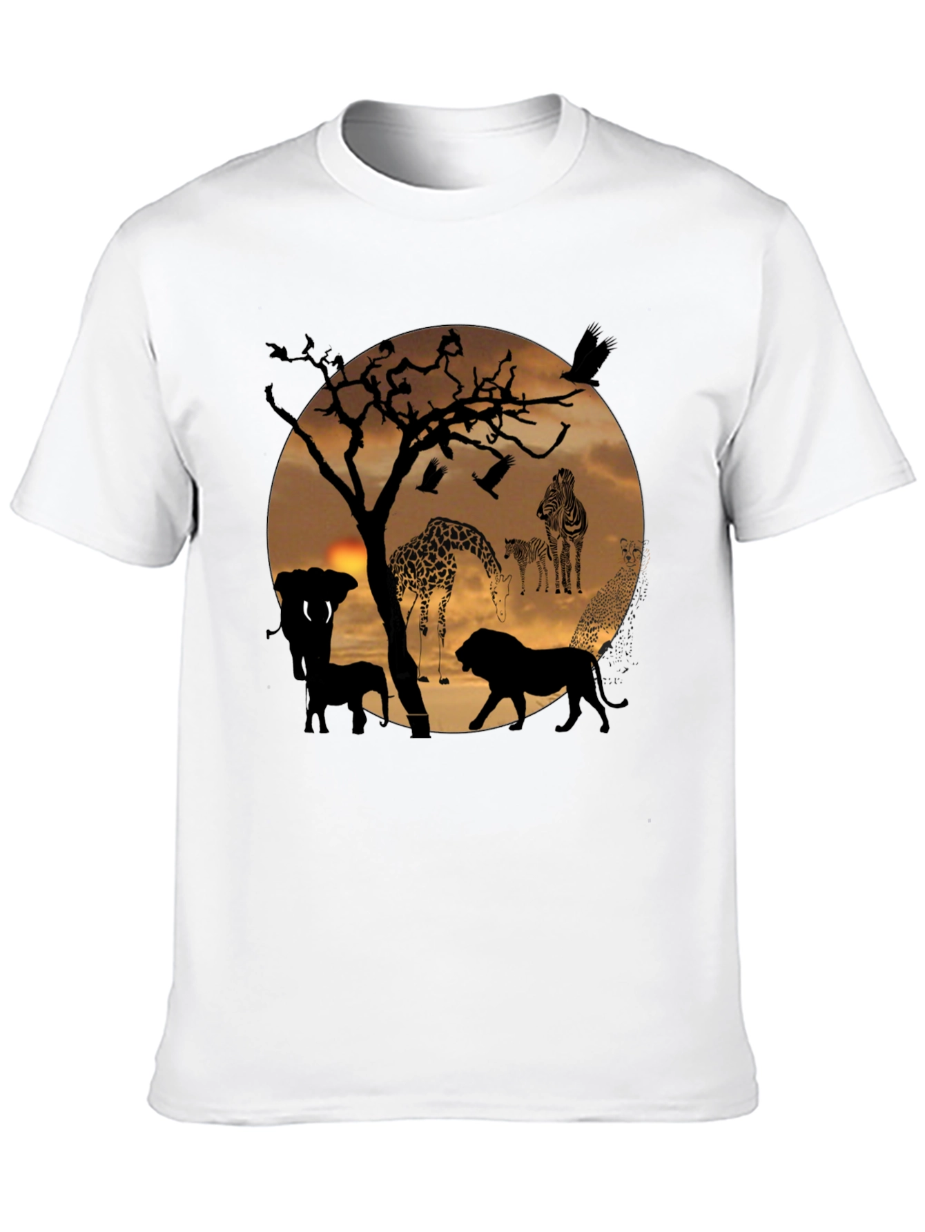 African Sunset Wildlife Graphic T-Shirt