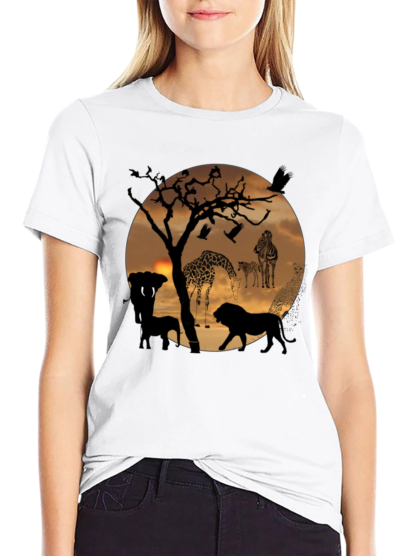 African Sunset Wildlife Graphic T-Shirt