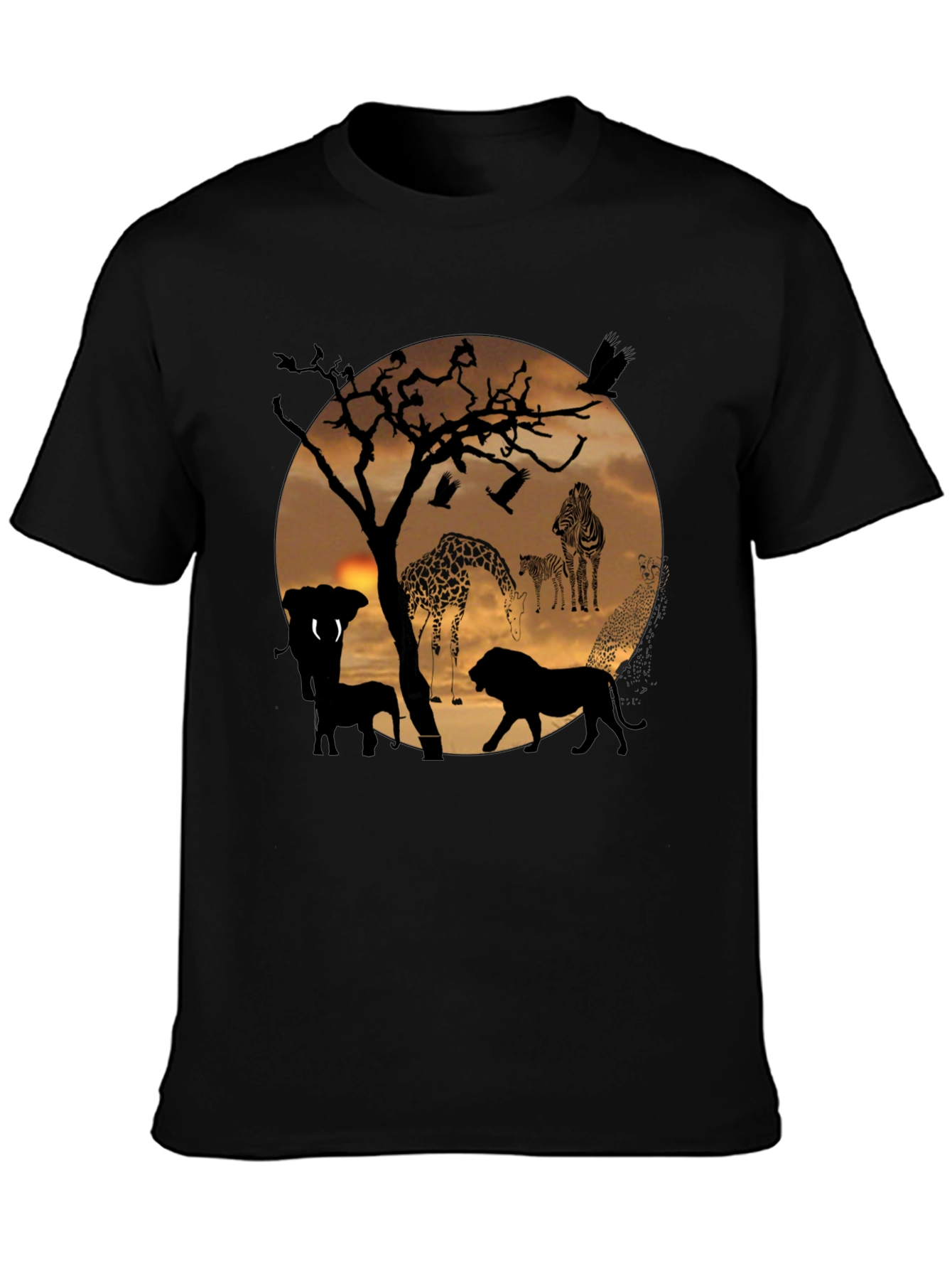 African Sunset Wildlife Graphic T-Shirt