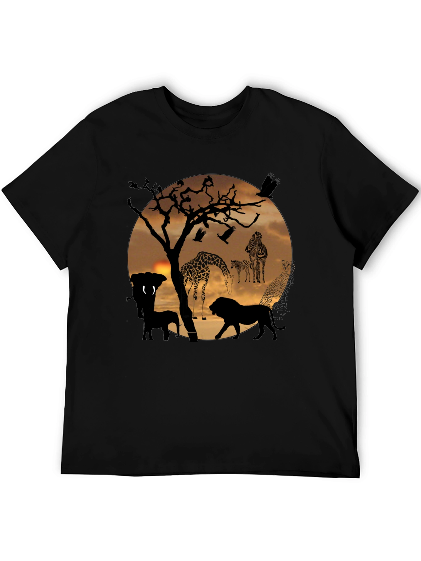 African Sunset Wildlife Graphic T-Shirt