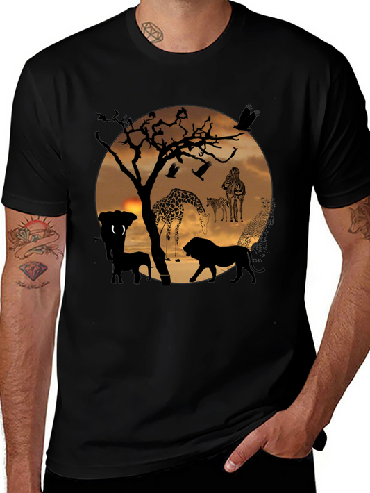 African Sunset Wildlife Graphic T-Shirt