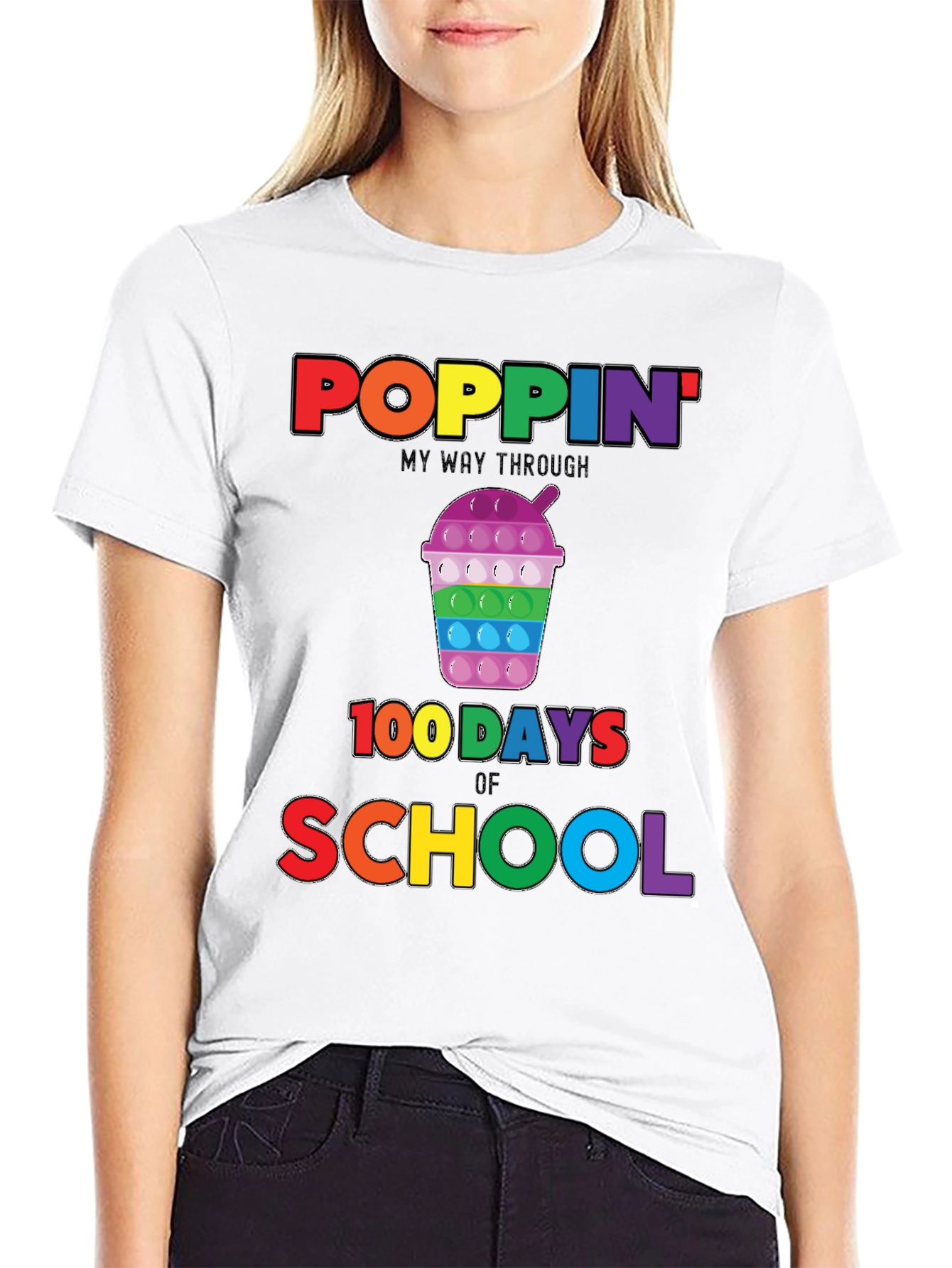 Poppin 100 Days of School Rainbow T-Shirt