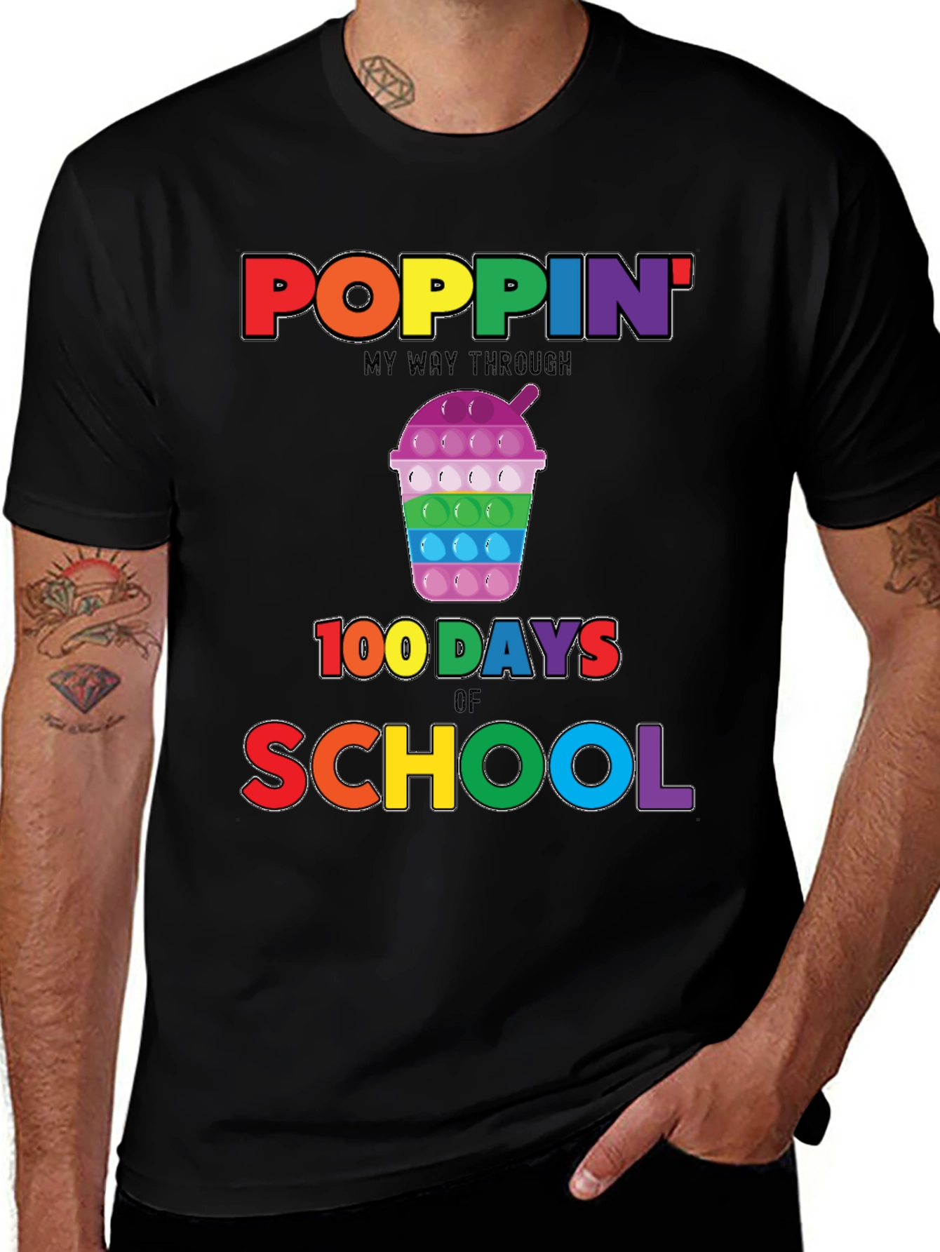 Poppin 100 Days of School Rainbow T-Shirt