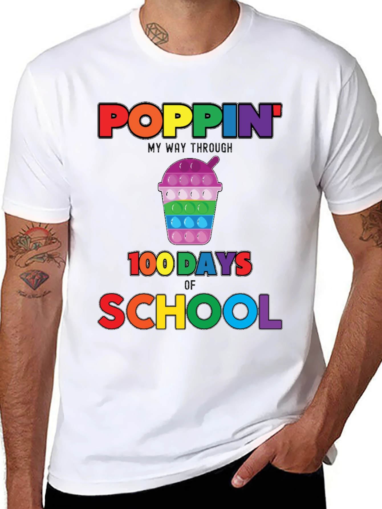 Poppin 100 Days of School Rainbow T-Shirt