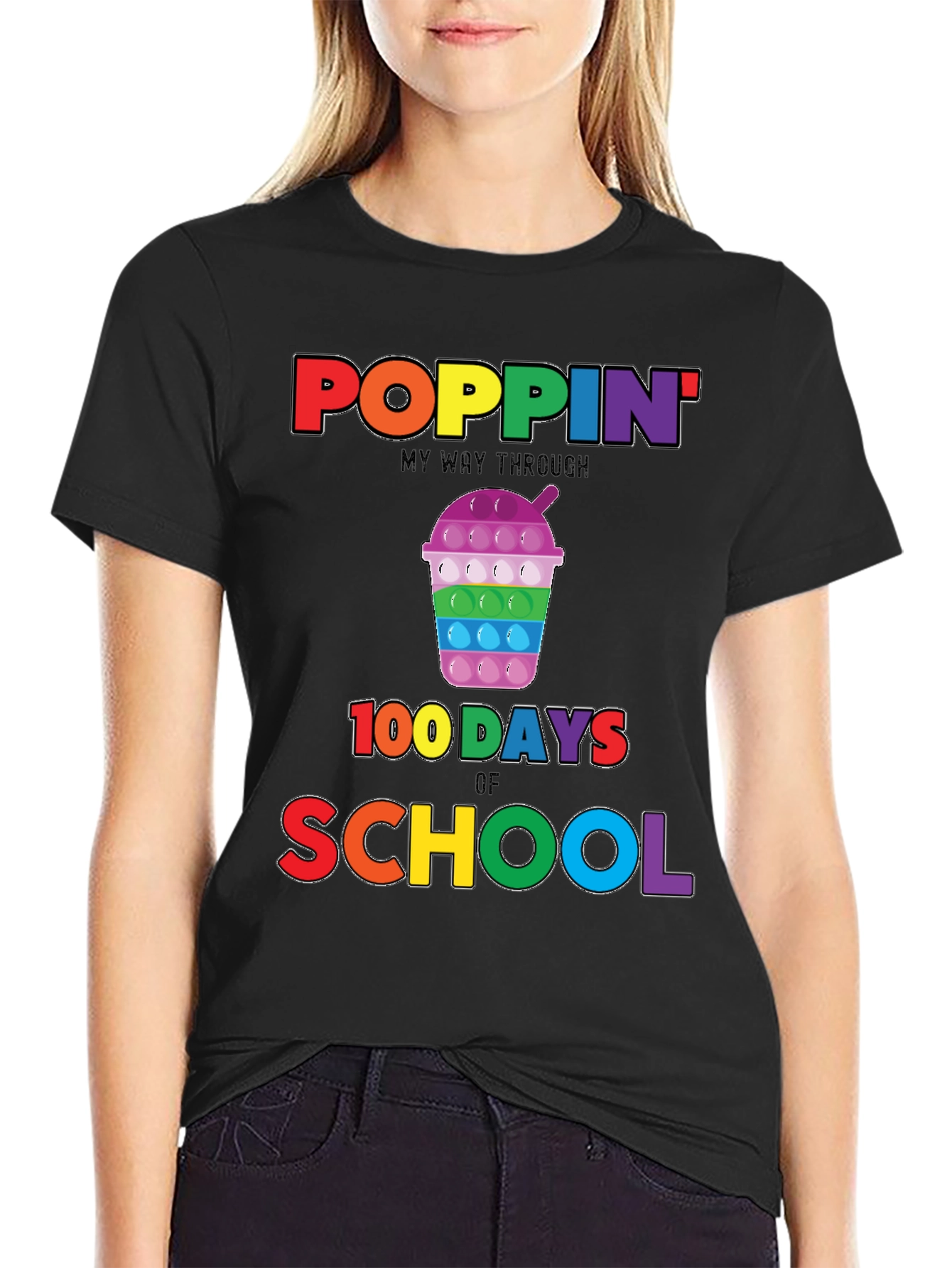 Poppin 100 Days of School Rainbow T-Shirt