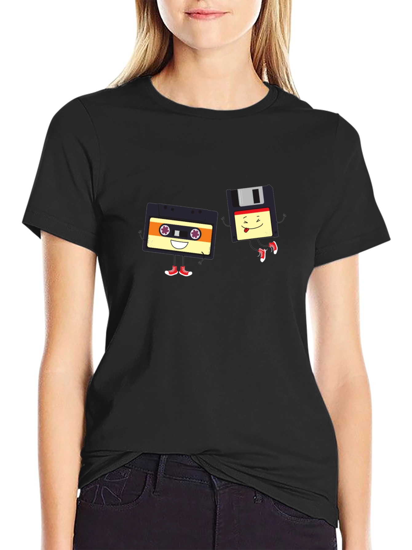 Retro Tech T-Shirt - Cassette & Floppy Disk