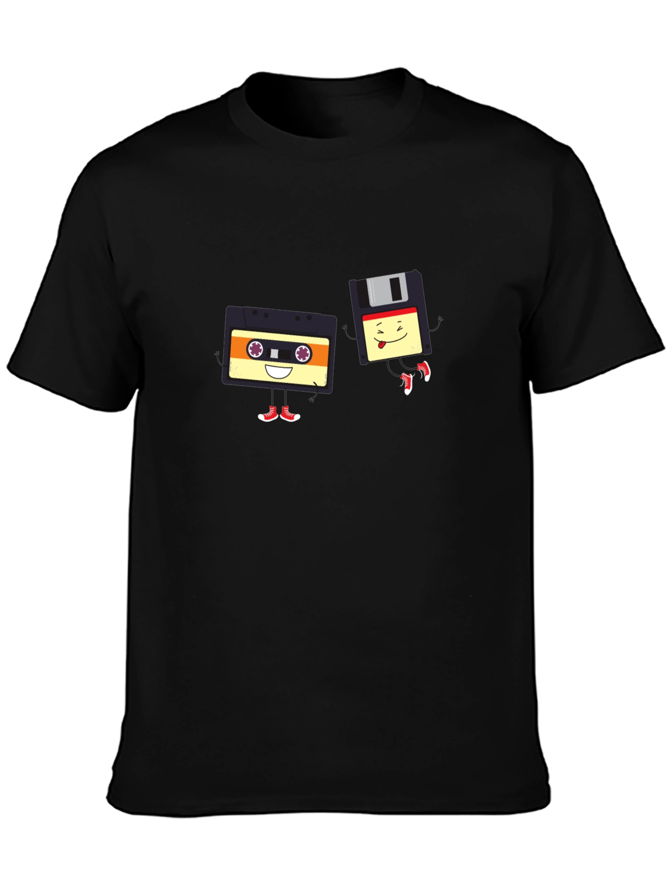 Retro Tech T-Shirt - Cassette & Floppy Disk