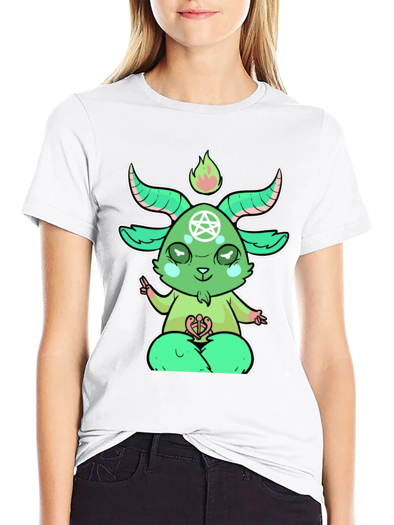 Cartoon Baphomet T-Shirt - Black Cotton Tee