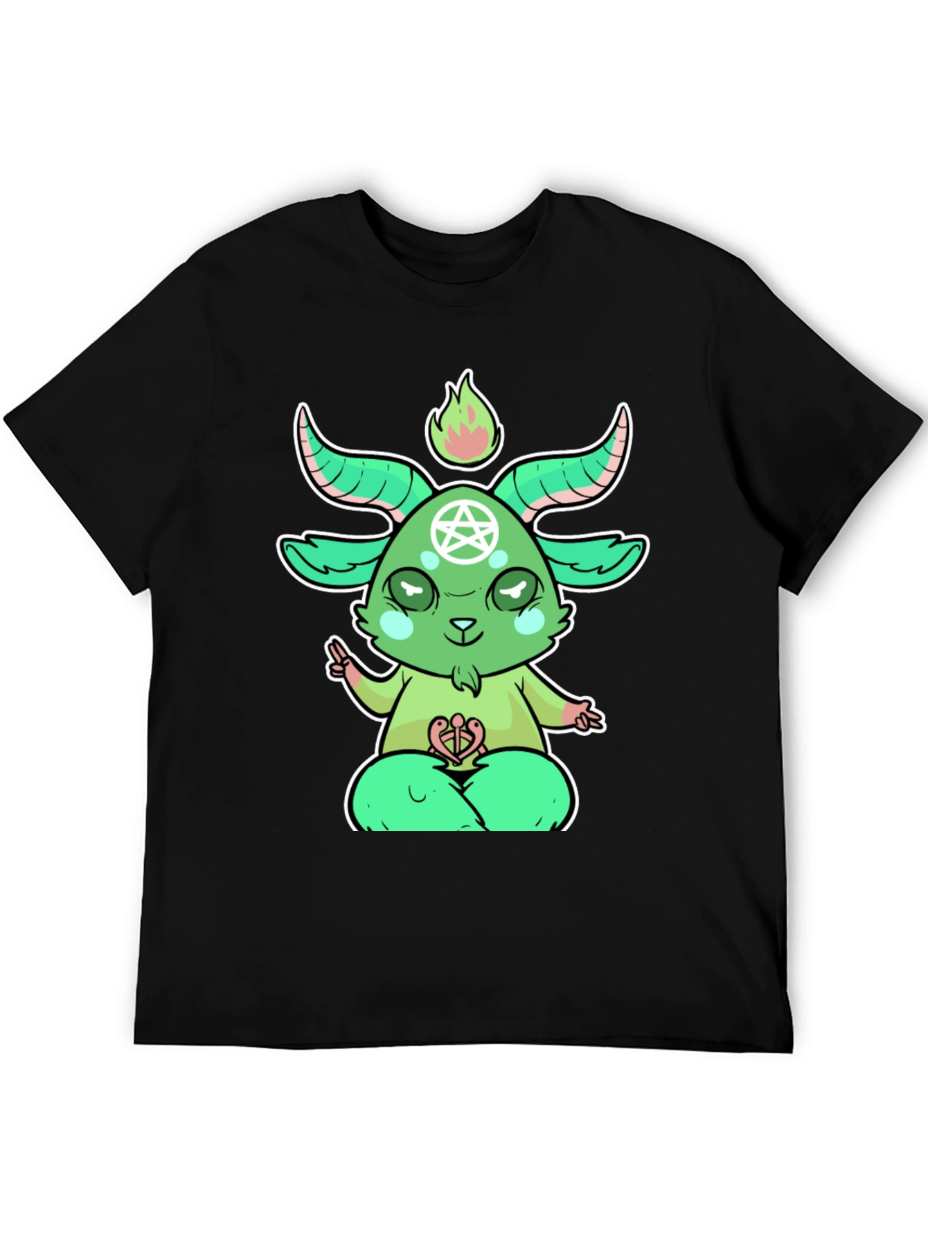 Cartoon Baphomet T-Shirt - Black Cotton Tee