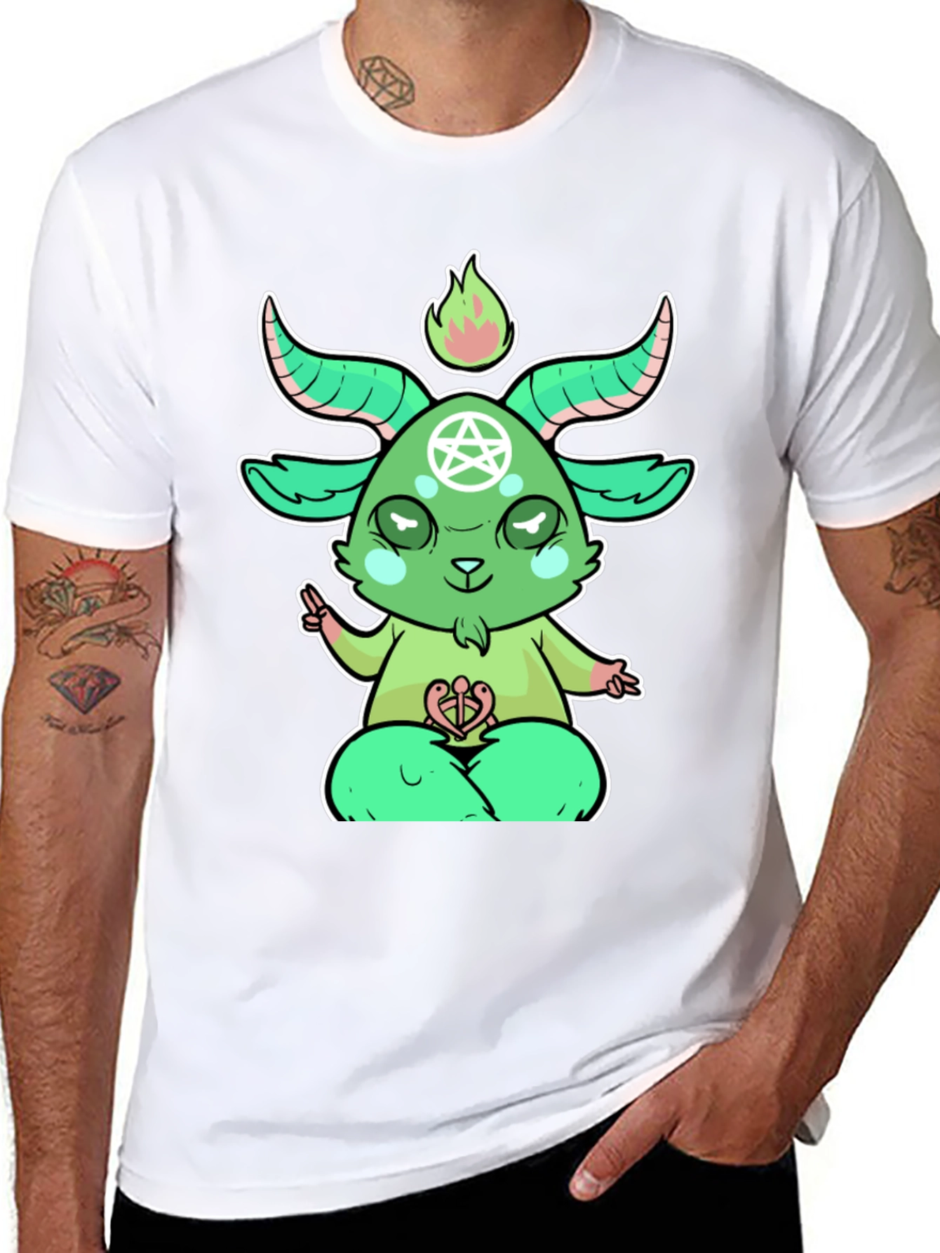 Cartoon Baphomet T-Shirt - Black Cotton Tee