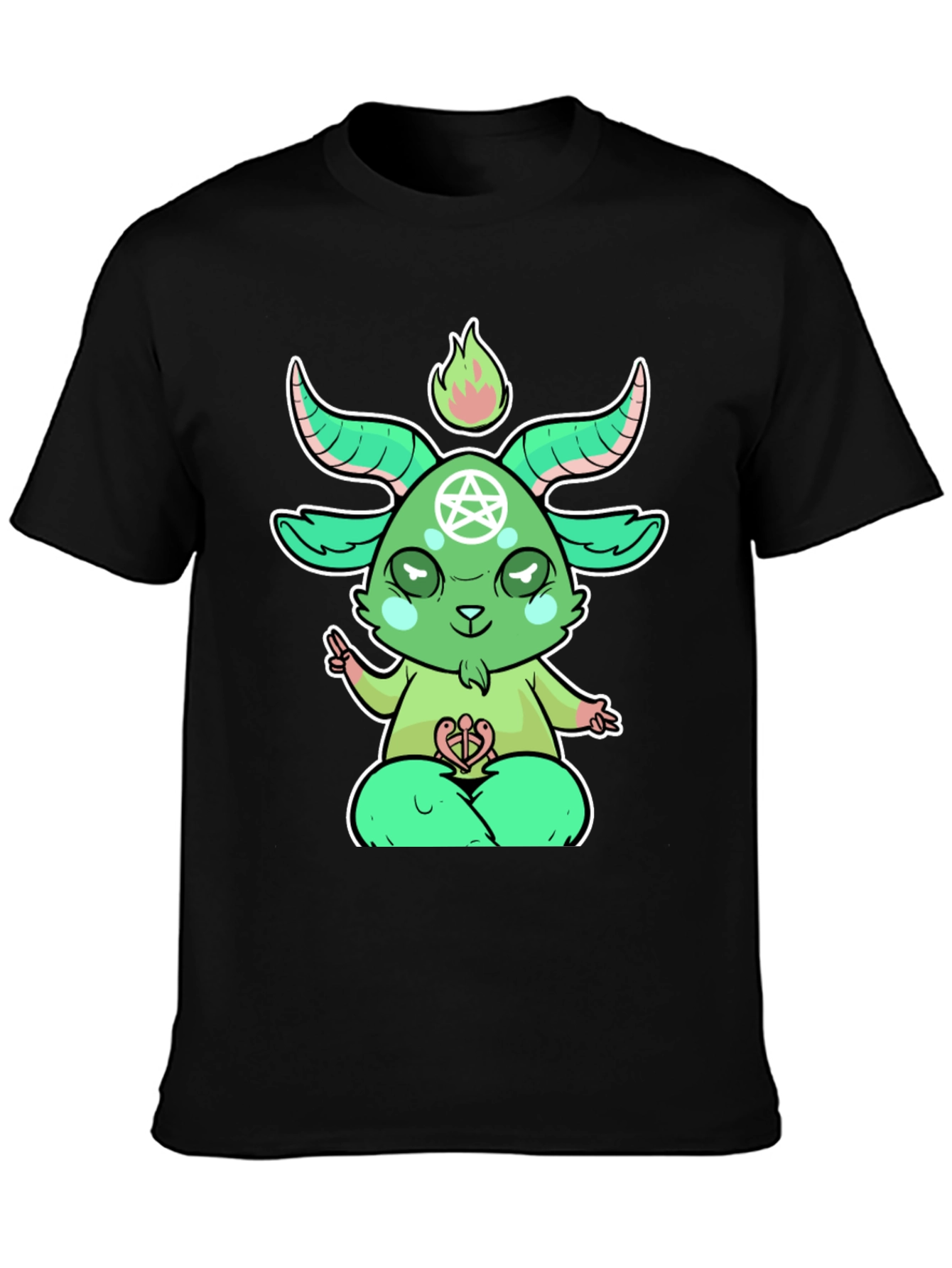 Cartoon Baphomet T-Shirt - Black Cotton Tee