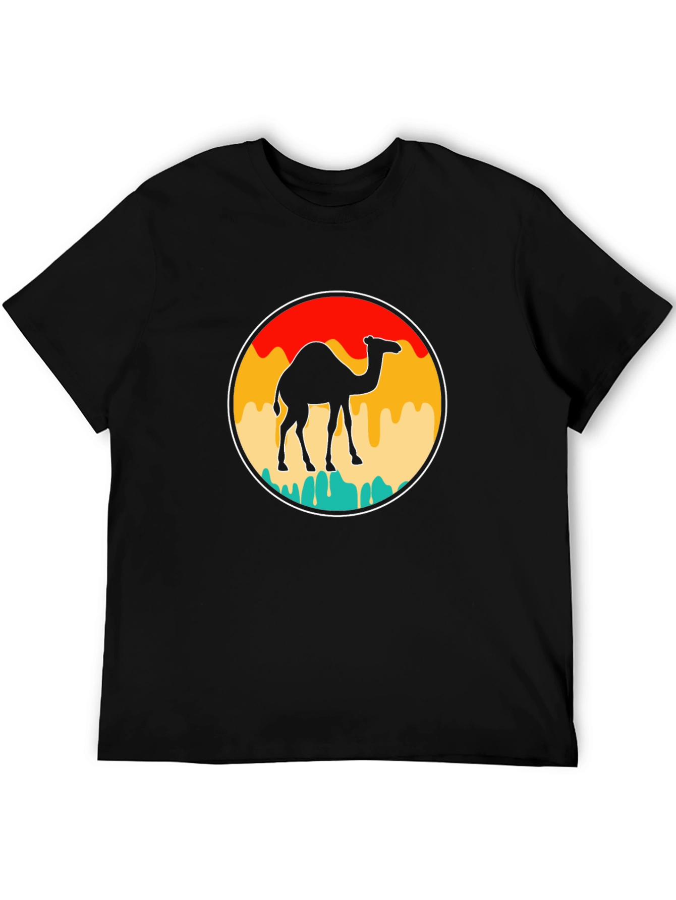 Retro Camel Graphic Tee - Black Cotton T-Shirt