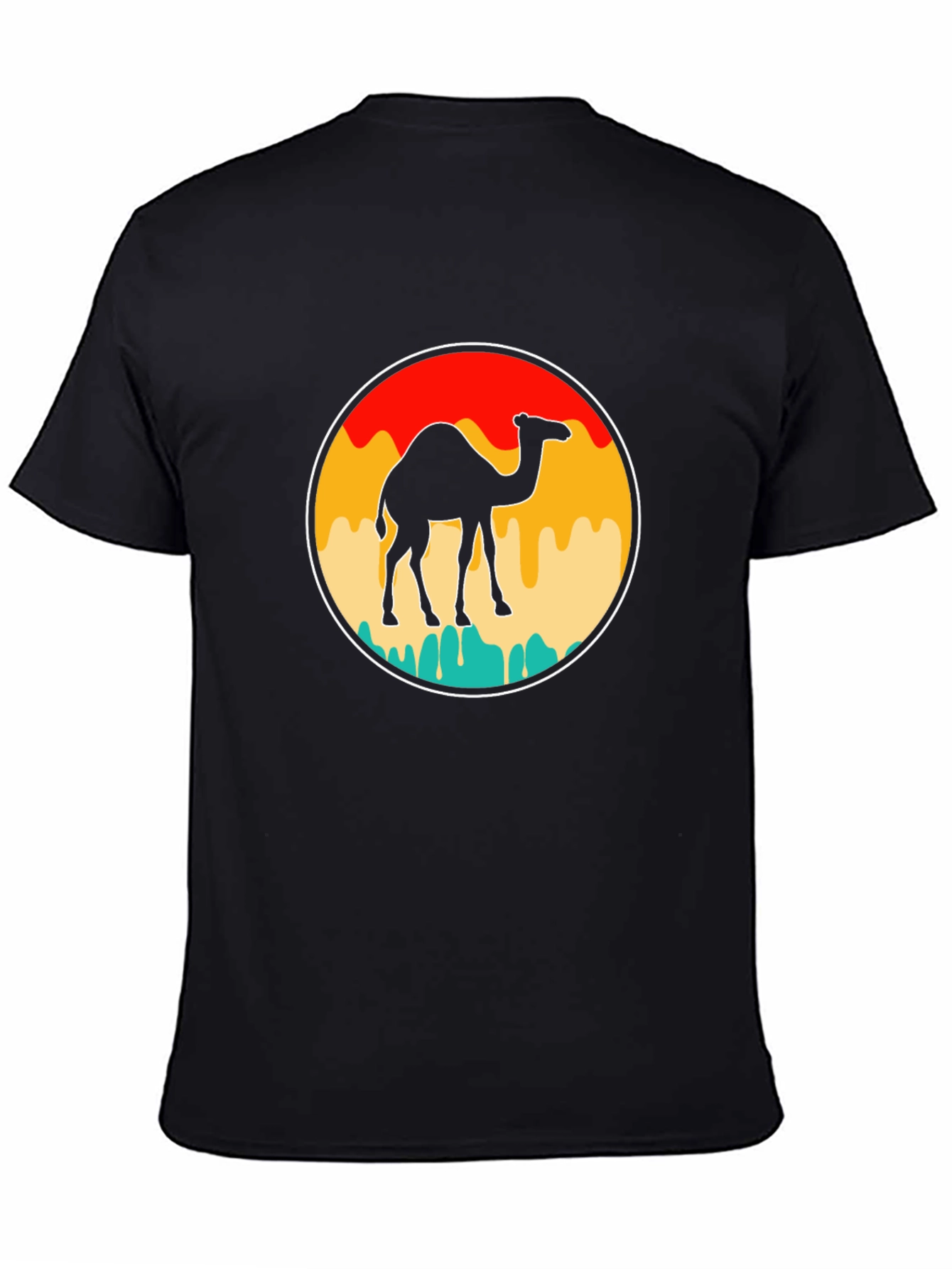Retro Camel Graphic Tee - Black Cotton T-Shirt