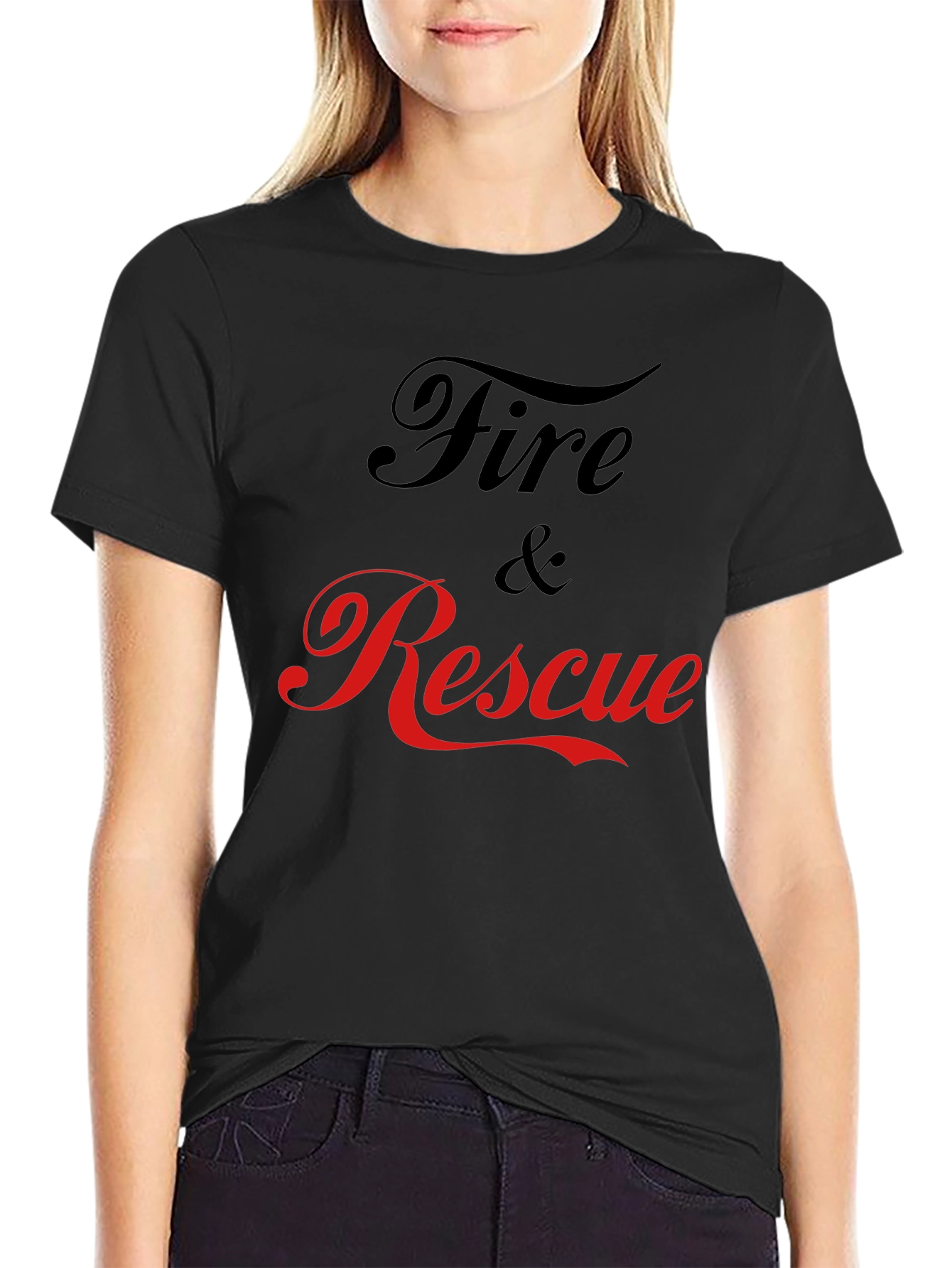 Fire & Rescue Graphic T-Shirt - Black Cotton Tee