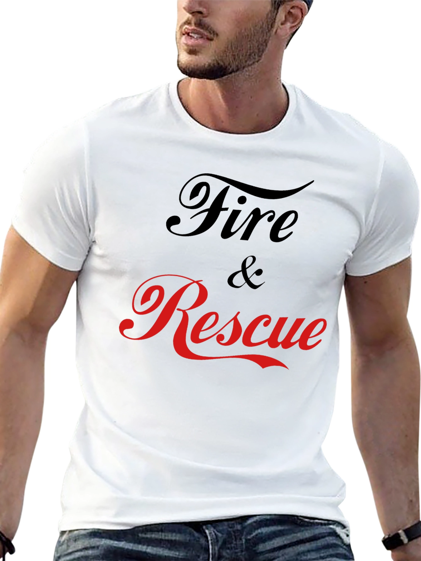 Fire & Rescue Graphic T-Shirt - Black Cotton Tee