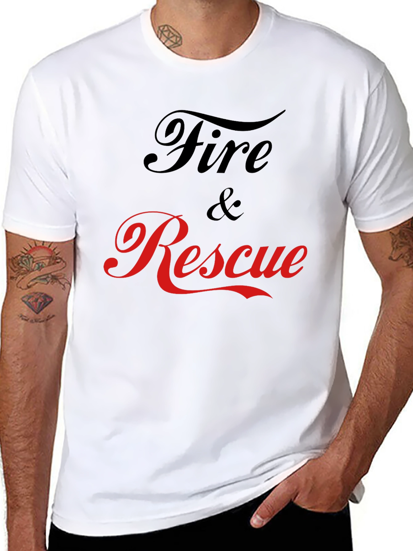 Fire & Rescue Graphic T-Shirt - Black Cotton Tee
