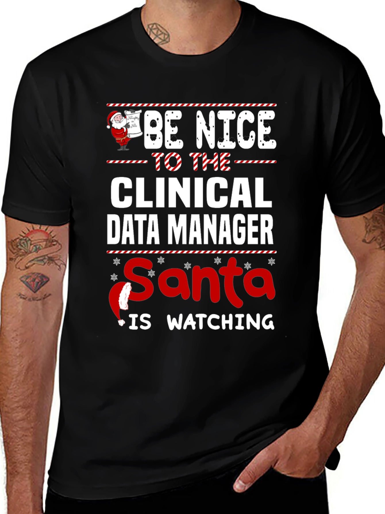 Clinical Data Manager Santa Watching T-Shirt