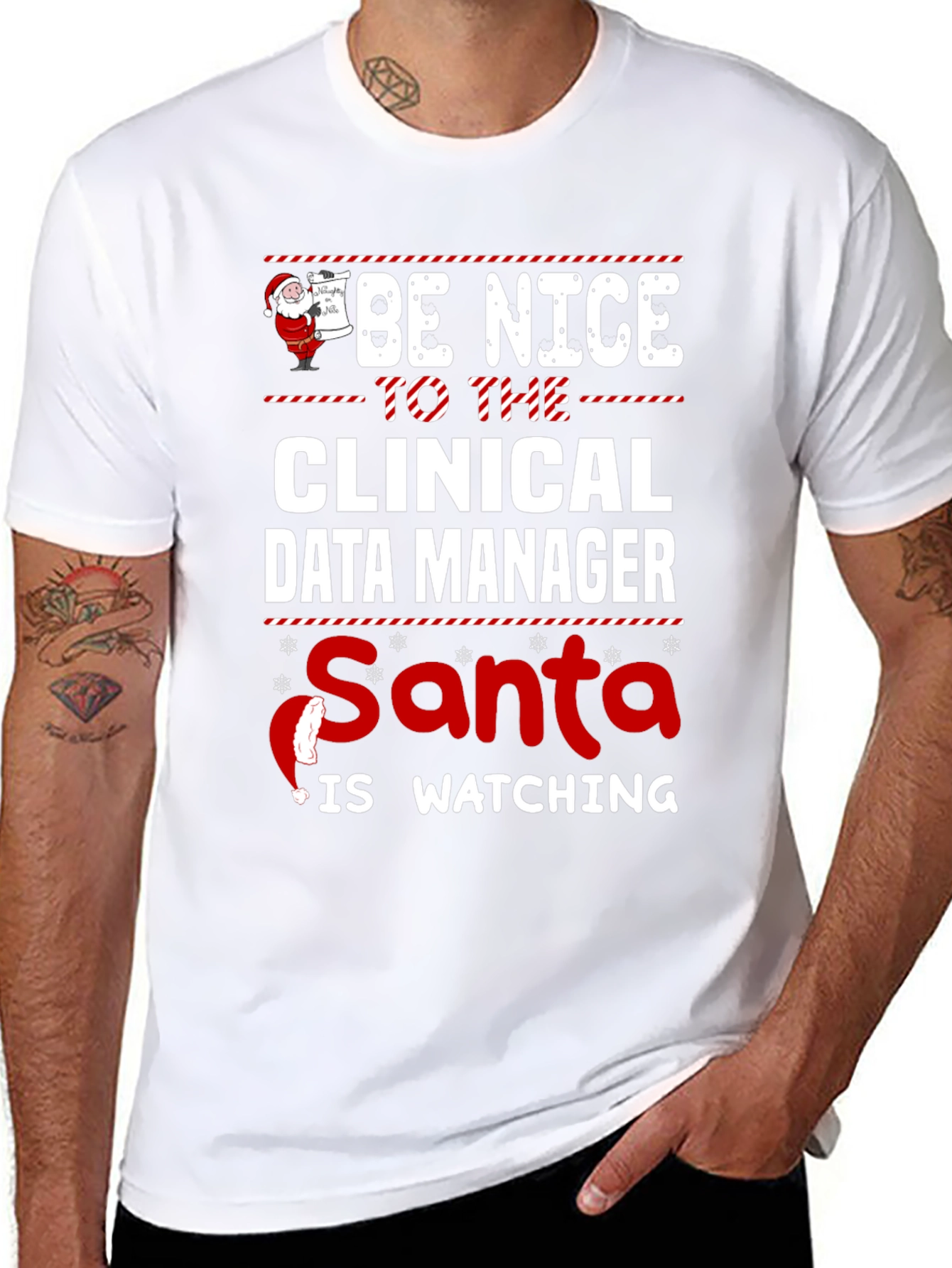 Clinical Data Manager Santa Watching T-Shirt