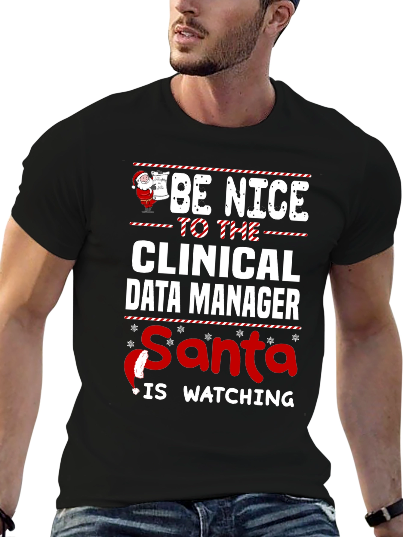 Clinical Data Manager Santa Watching T-Shirt