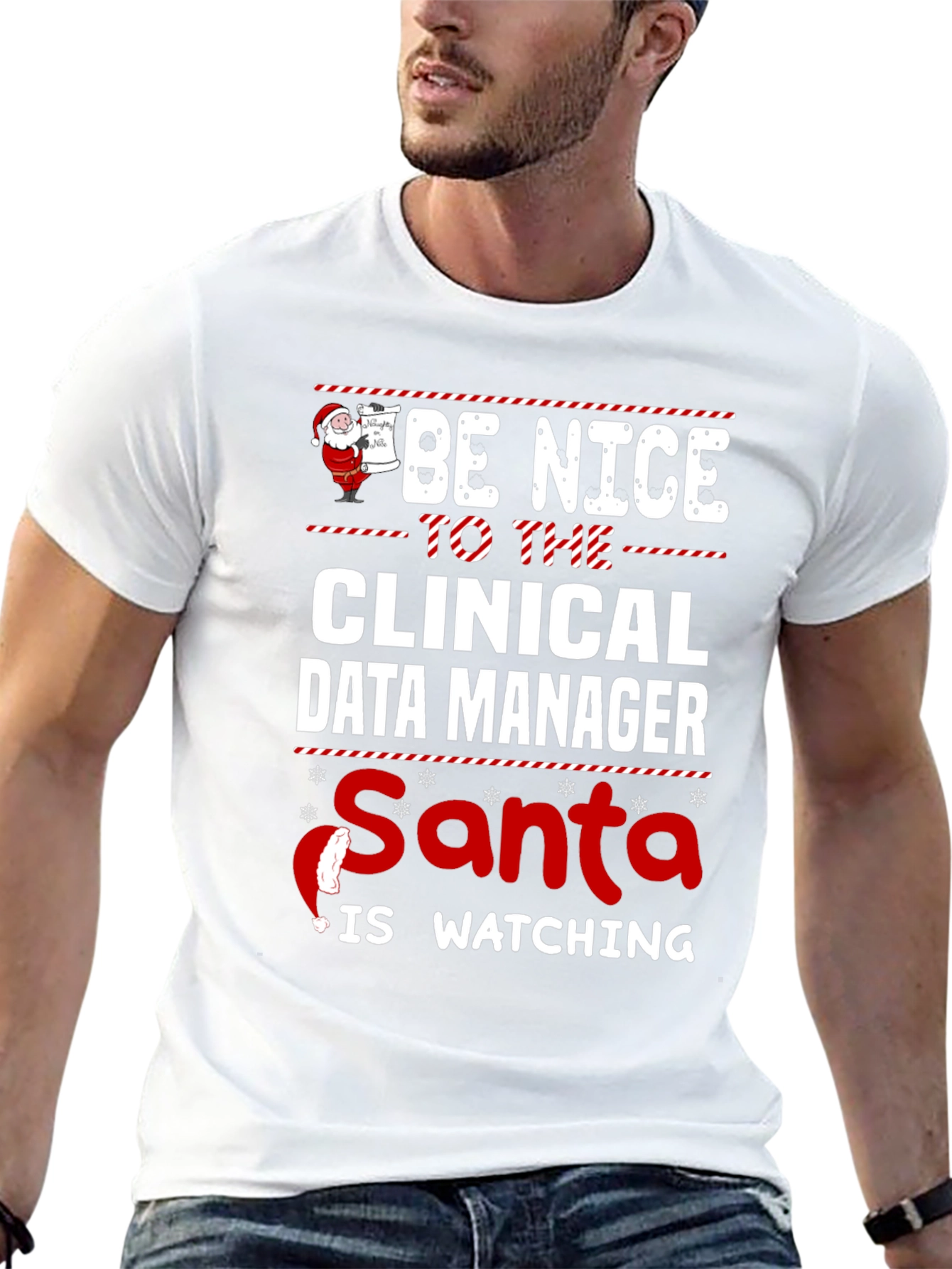 Clinical Data Manager Santa Watching T-Shirt