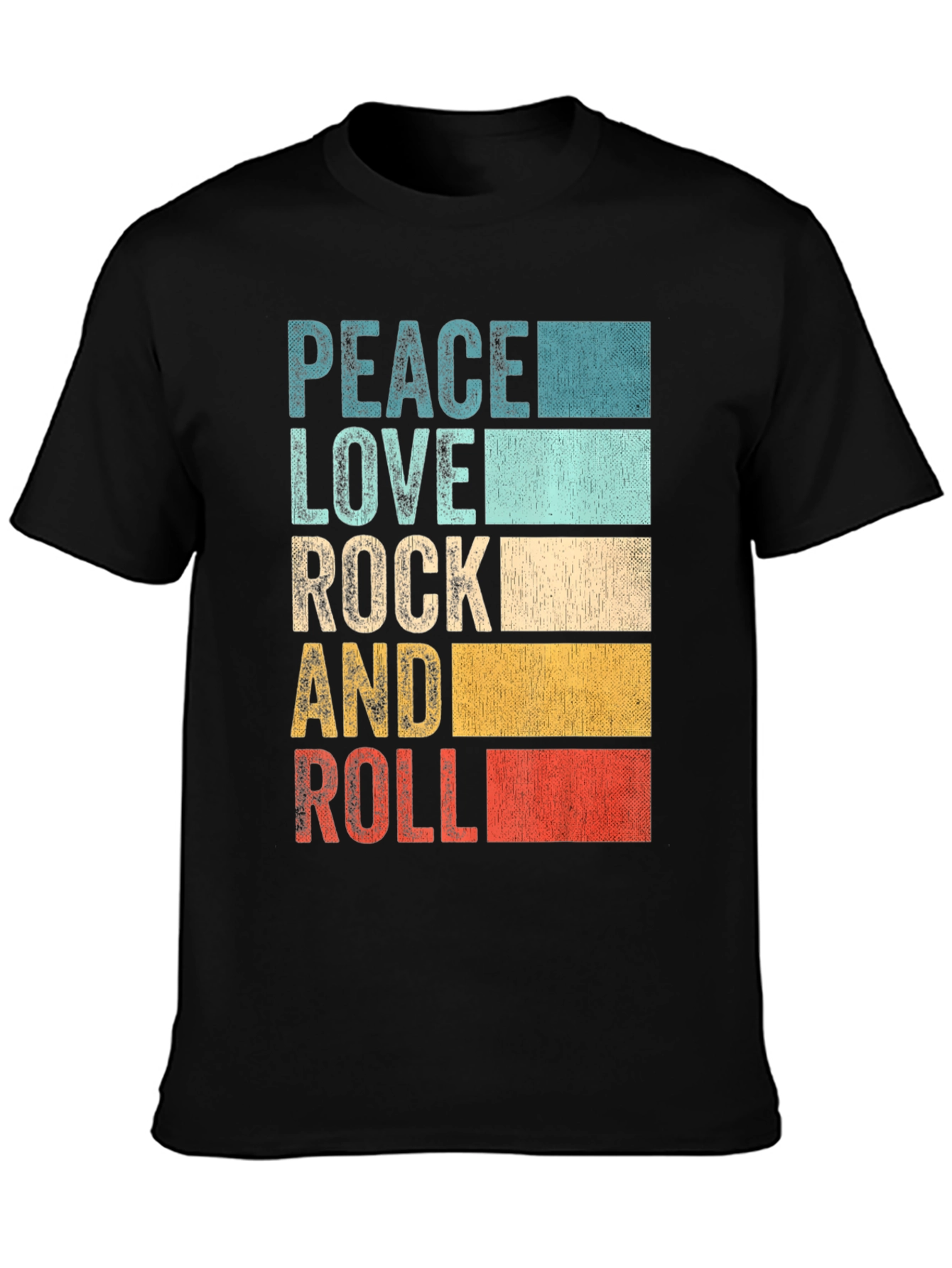 Retro Peace Love Rock & Roll Graphic T-Shirt